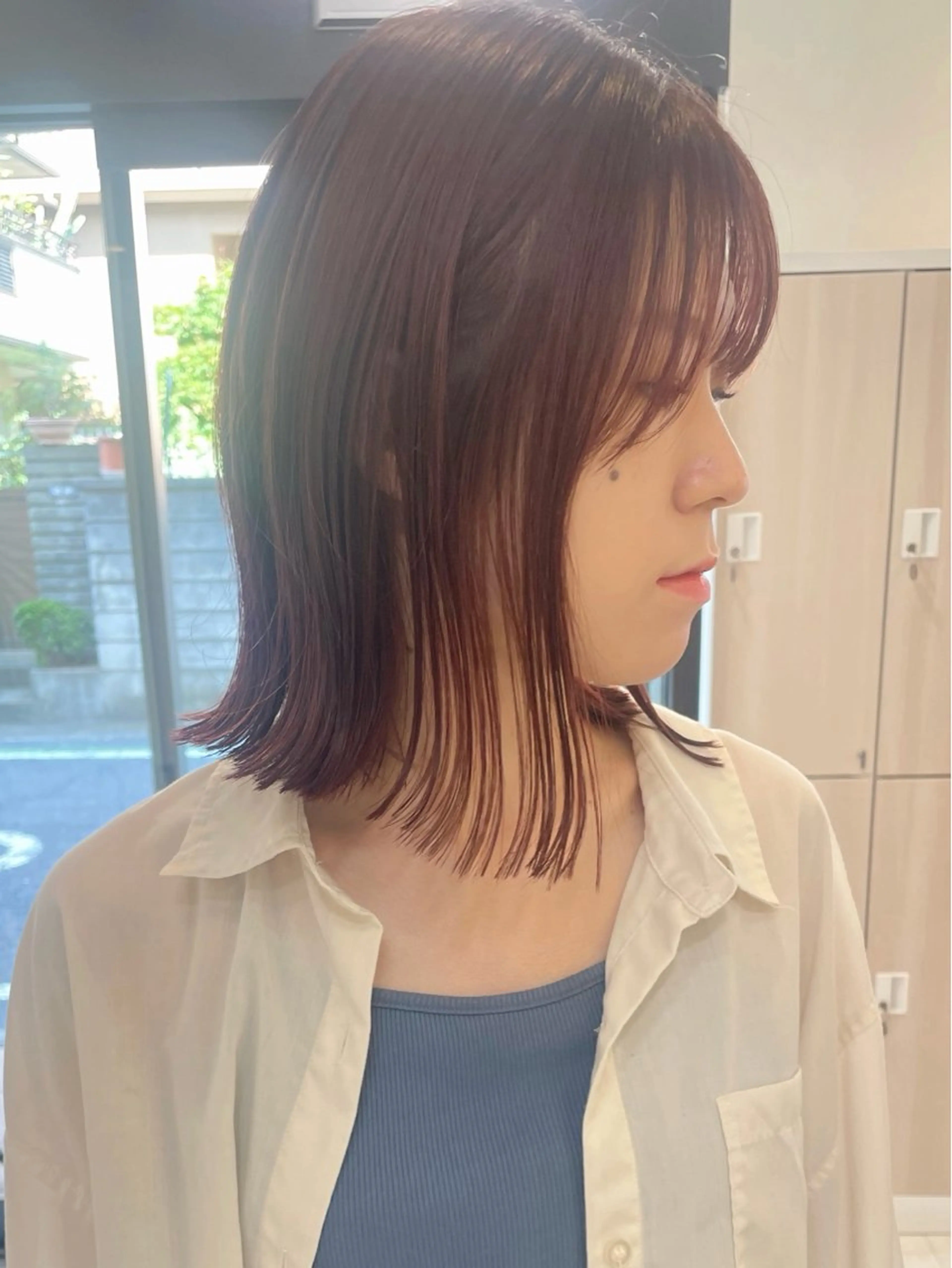 ミディアム 切りっぱなしボブ ボブ 外ハネヘア カット ヘアカラー トリートメント 【ボブ/個室サロン】 癒し空間mimuraのヘアスタイル