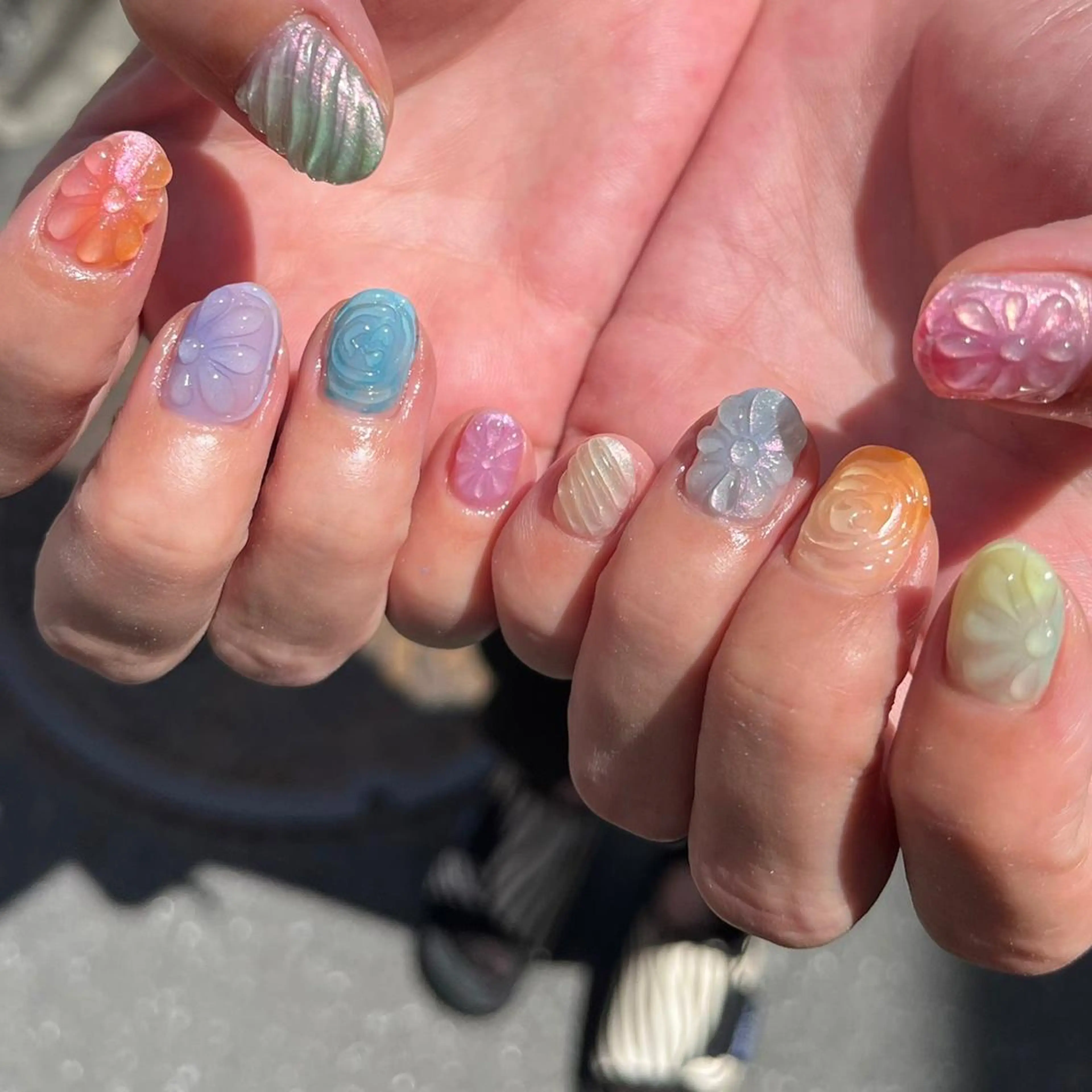 ネイル オーロラネイル クリアネイル 氷ネイル・うるうるネイル 韓国ネイル ニュアンスネイル Salon Ｋのネイルデザイン