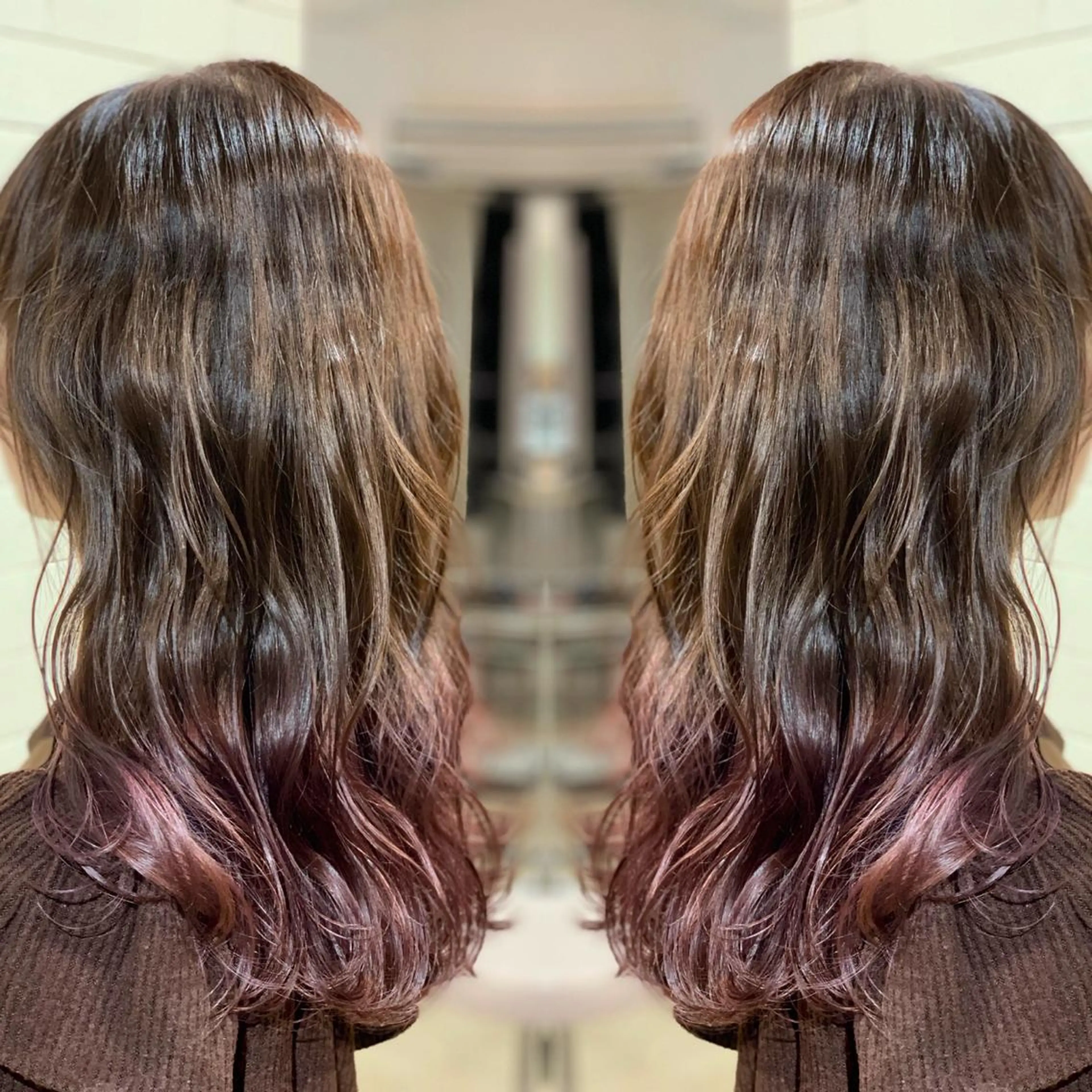 ミディアム カラー ヘアアレンジ 髪質改善×ハイトーン 中田啄也のヘアスタイル