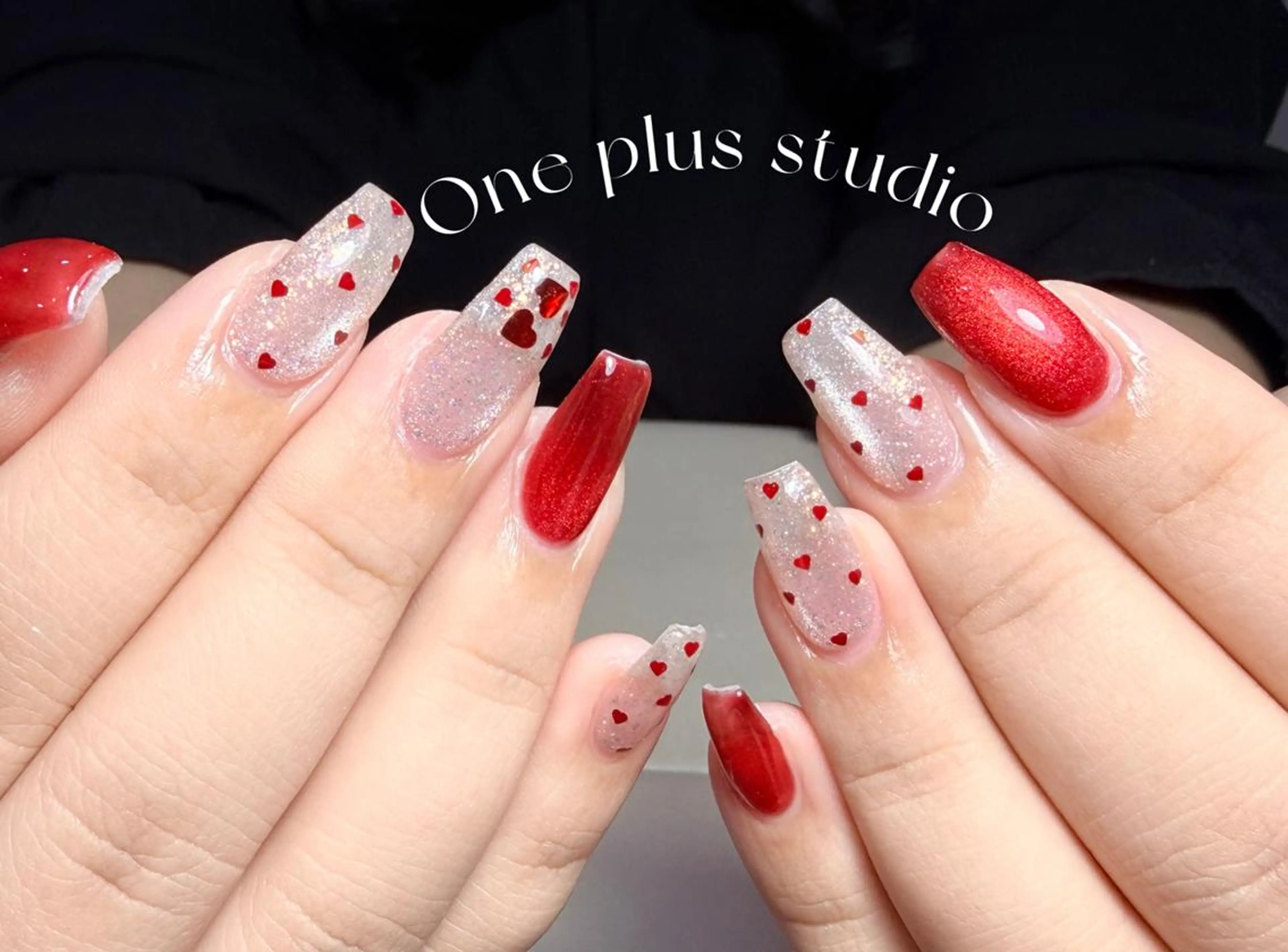 ネイル アニマル柄 ボルドー ブラウン フレンチネイル マグネットネイル One plus StudioNailのネイルデザイン