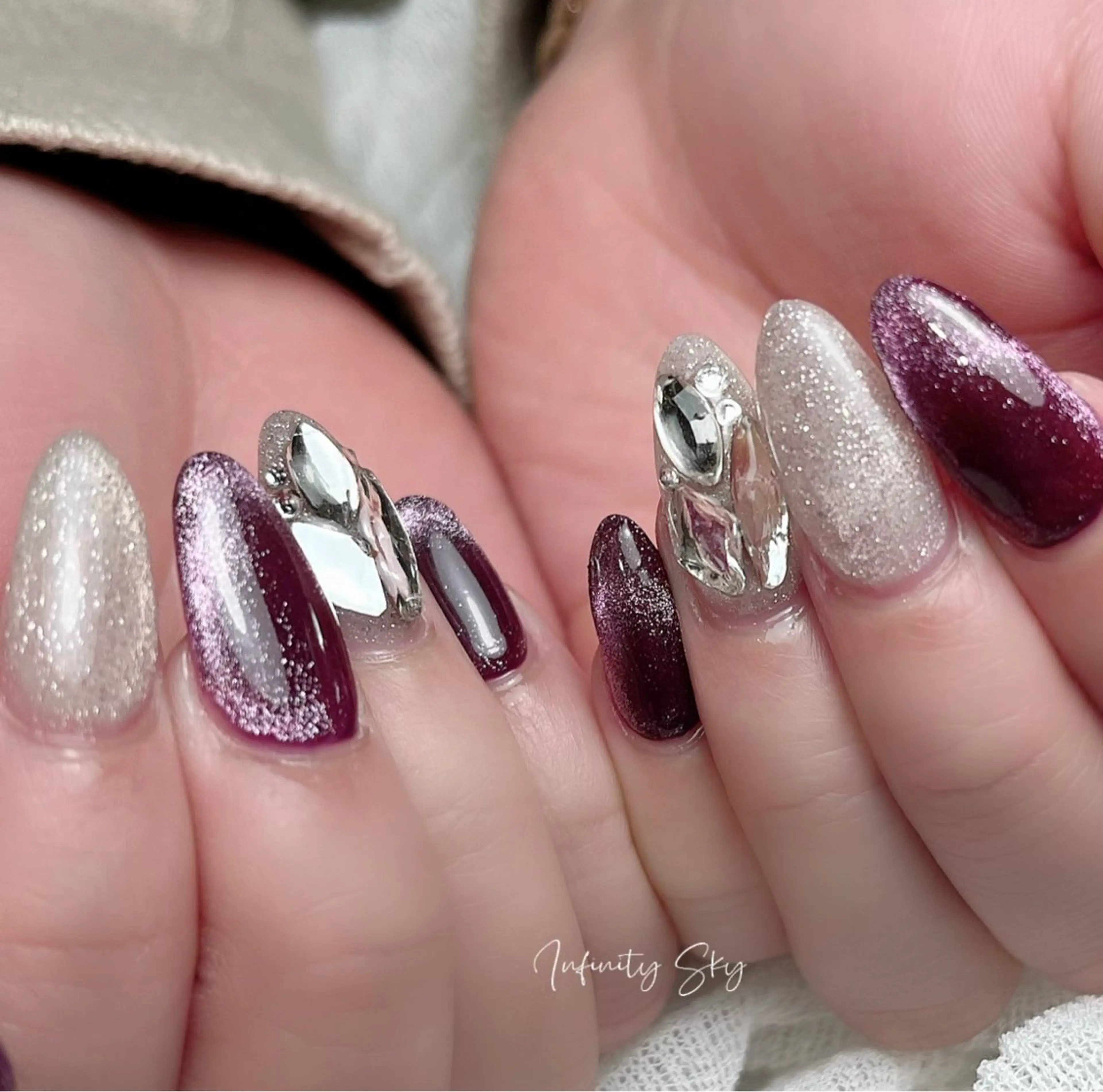 ネイル マグネットネイル パープル infinity skyのネイルデザイン