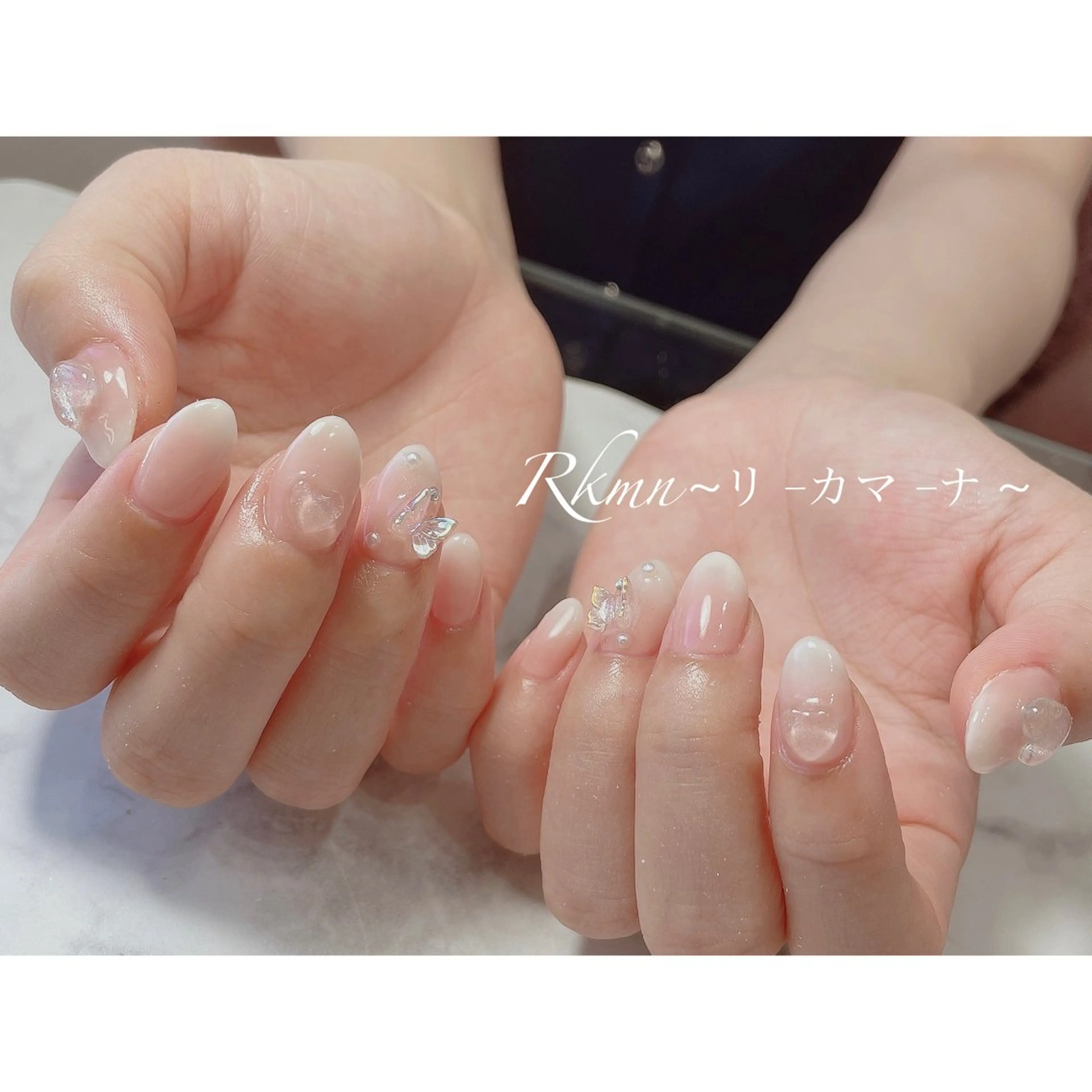 ネイル アートネイル クリアネイル ハート 春ネイル ハンドネイル フットネイル ハンドケア Rkmn ~リ-カマ-ナ~のネイルデザイン