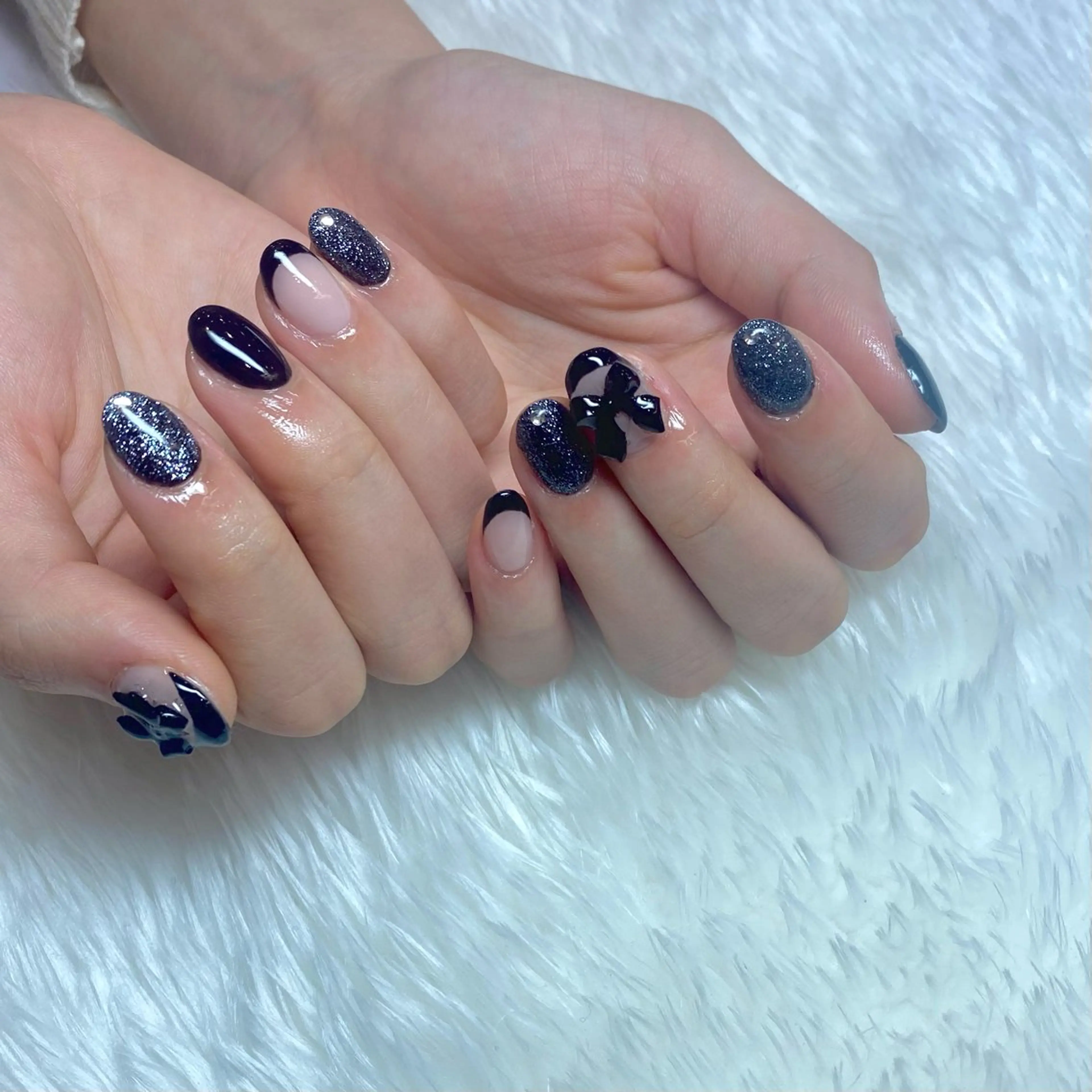ネイル フレンチネイル ガーリー キラキラネイル ラメ(グリッター) オフィスネイル Nailsalon Merci所属・Merci momoのネイルデザイン