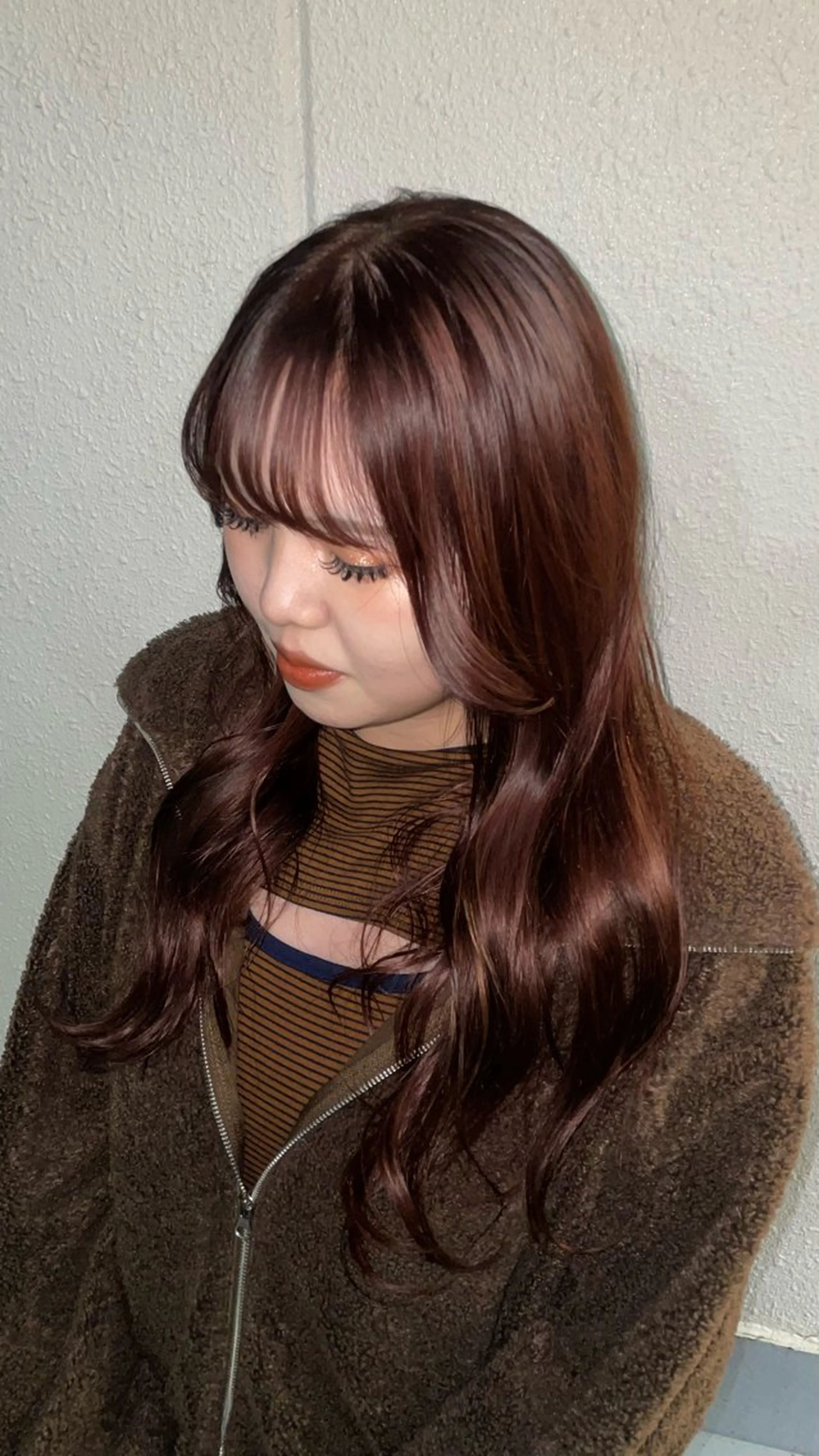 セミロング オレンジブラウン ヘアカラー 🎀ハイトーン/ 艶カラー/夕月🎀のヘアスタイル