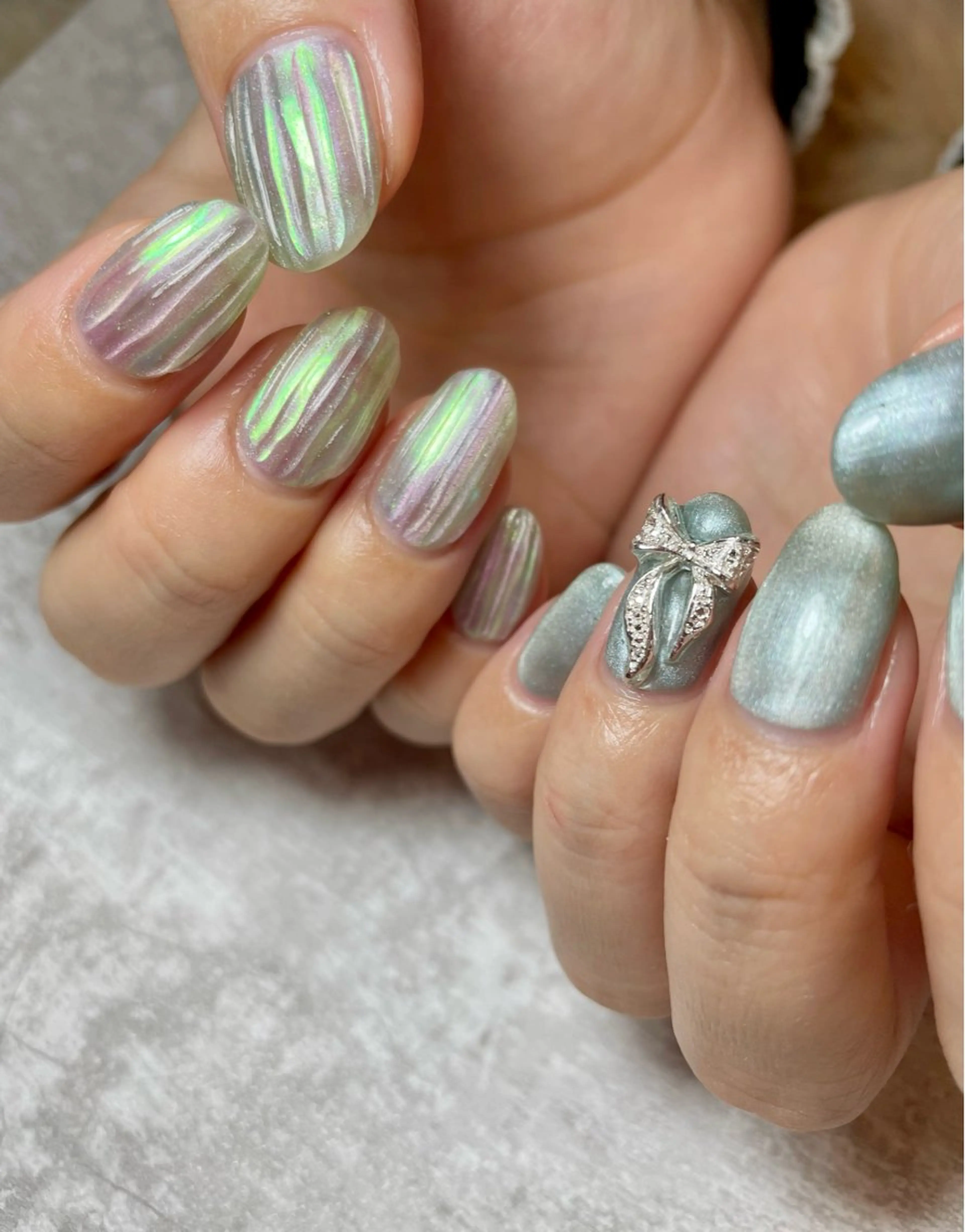 ネイル マグネットネイル 持ち込み リボン BEAUTY GARDEN 【nail salon unseul】所属・nana .のネイルデザイン