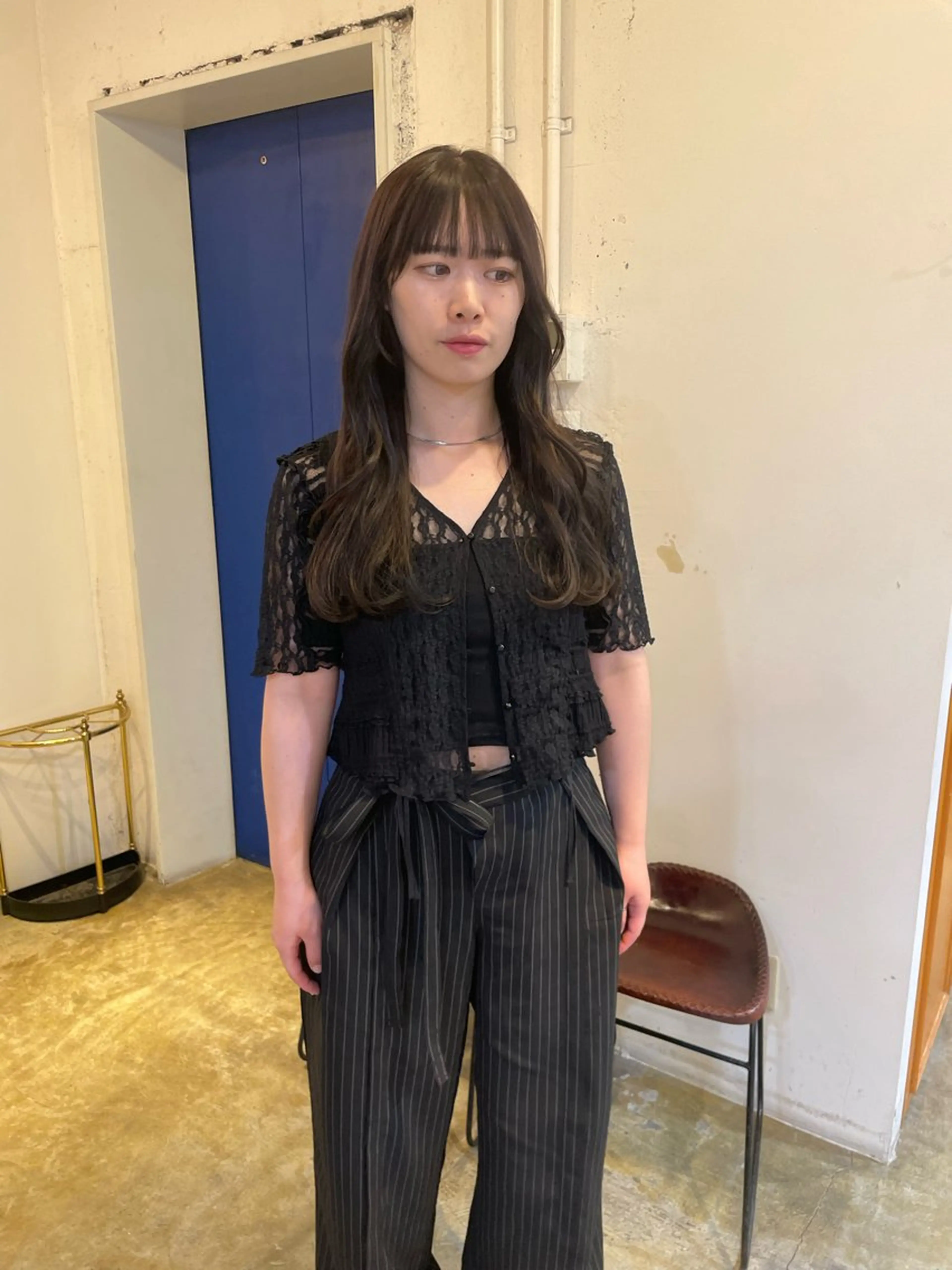 ロング カラー グレージュ ラベンダーカラー ラベンダーグレージュ ラベンダーグレー カット ヘアカラー トリートメント MIOベージュカラー 柔らかいカラーのヘアスタイル