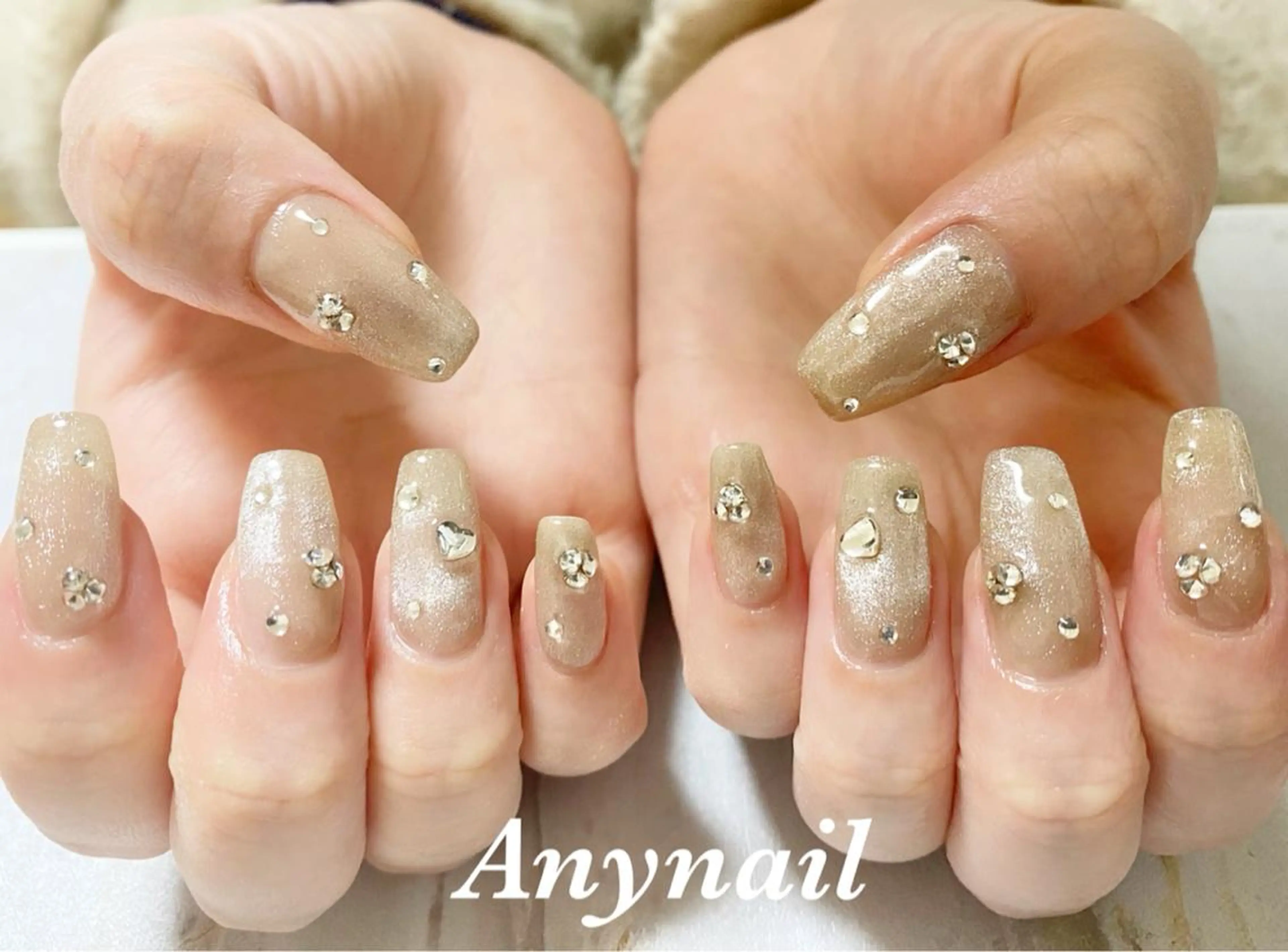 ネイル ブルー ジェルネイル キラキラネイル マグネットネイル オフィスネイル ハンドネイル 岩澤 恵子のネイルデザイン