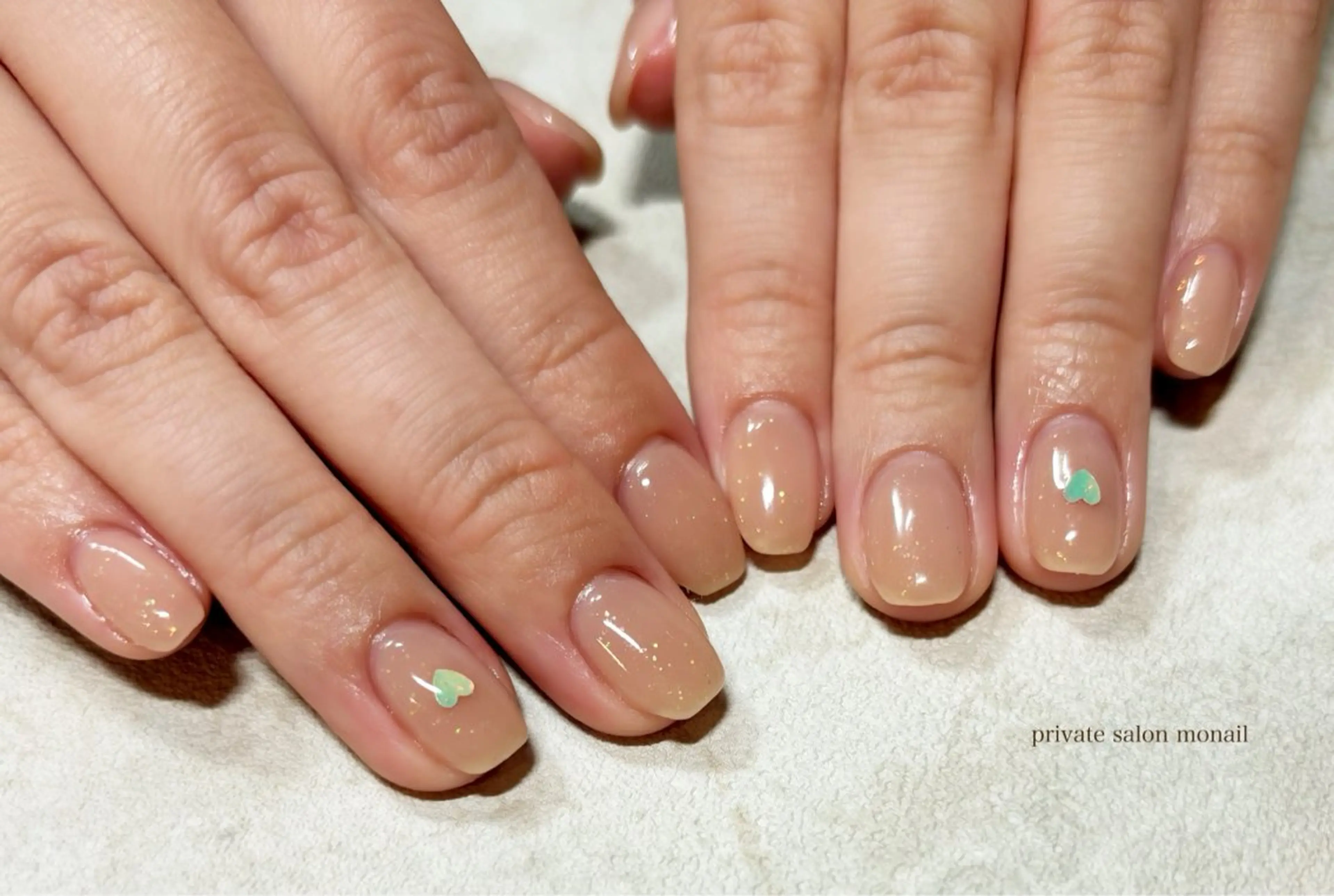 ネイル ハート ワンカラーネイル ハンドネイル private  nail monail所属・nail salon monailのネイルデザイン