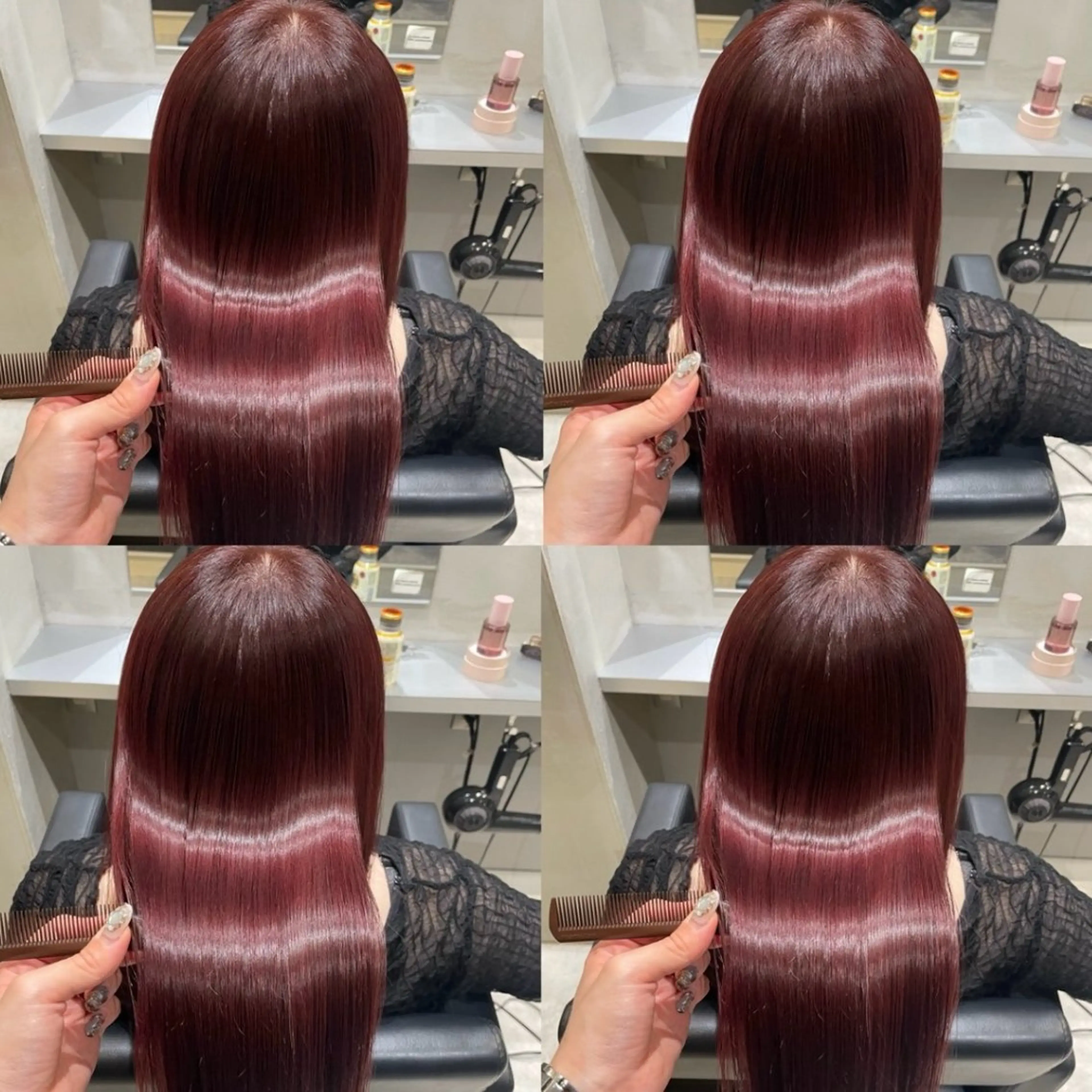 🍒暖色カラー🍒カラー+Aujua3step+超音波(ワインレッド・ピンクブラウン・カシス/アジアン/イルミナ)の写真