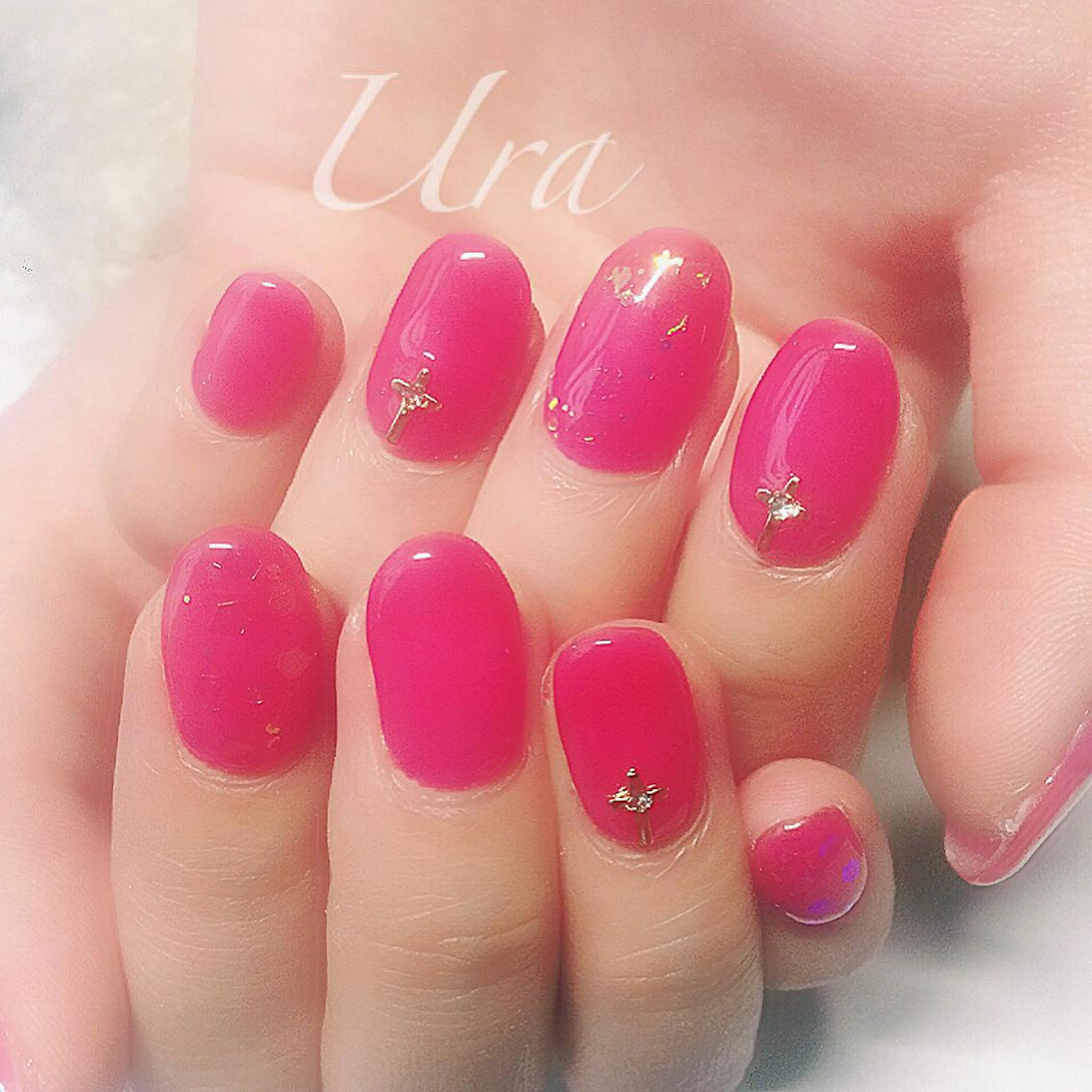ネイル クリアネイル 赤色 UrakoNail 《nail》のネイルデザイン
