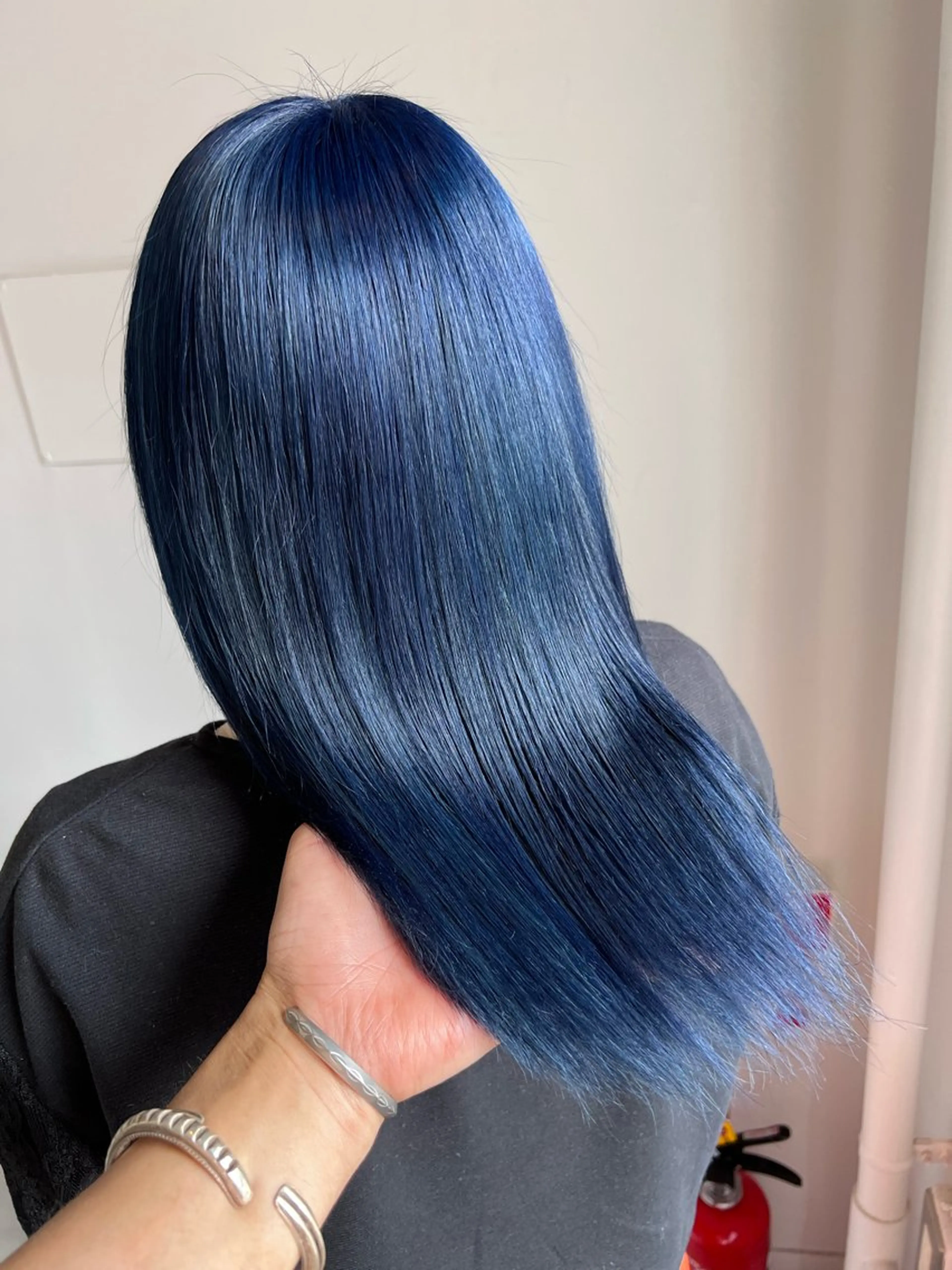 セミロング カラー 黒髪 ブルーカラー ブルーブラック ネイビーカラー chloe 【クロエ】のヘアスタイル