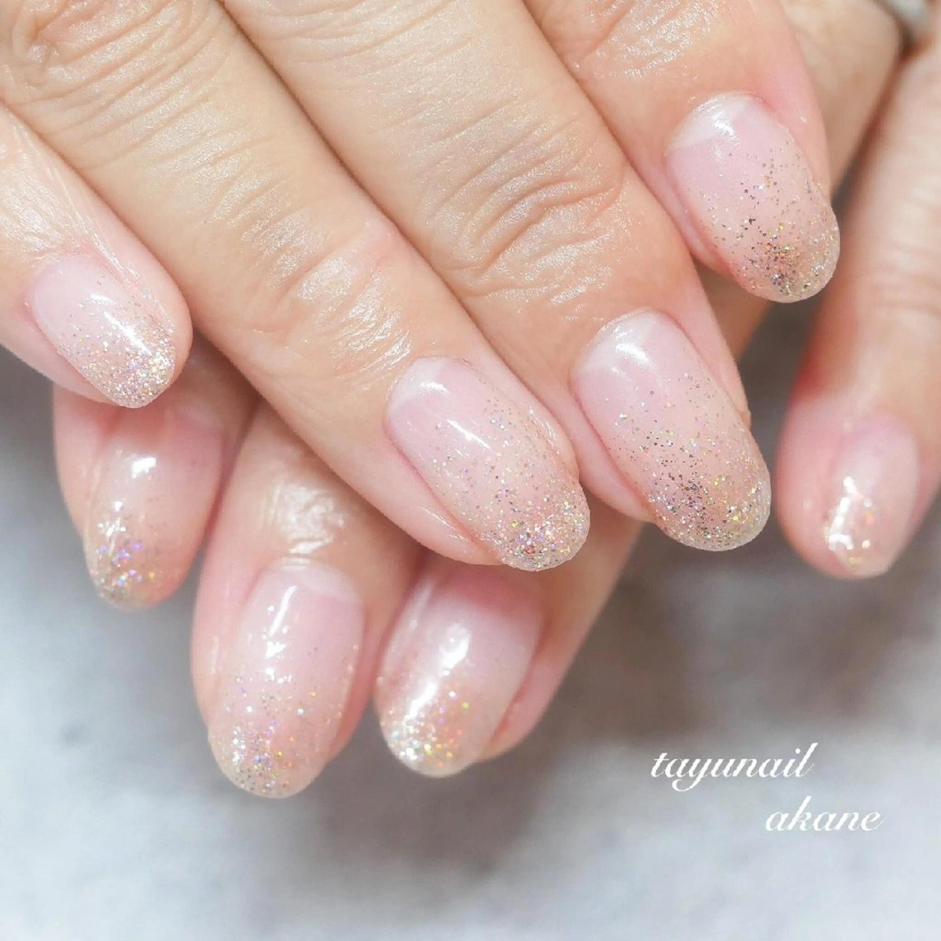 ネイル ブルー ジェルネイル グラデーション キラキラネイル ラメ(グリッター) ネイルサロン・ネイルスクール　たゆnail所属・ネイルサロン 【たゆnail】のネイルデザイン