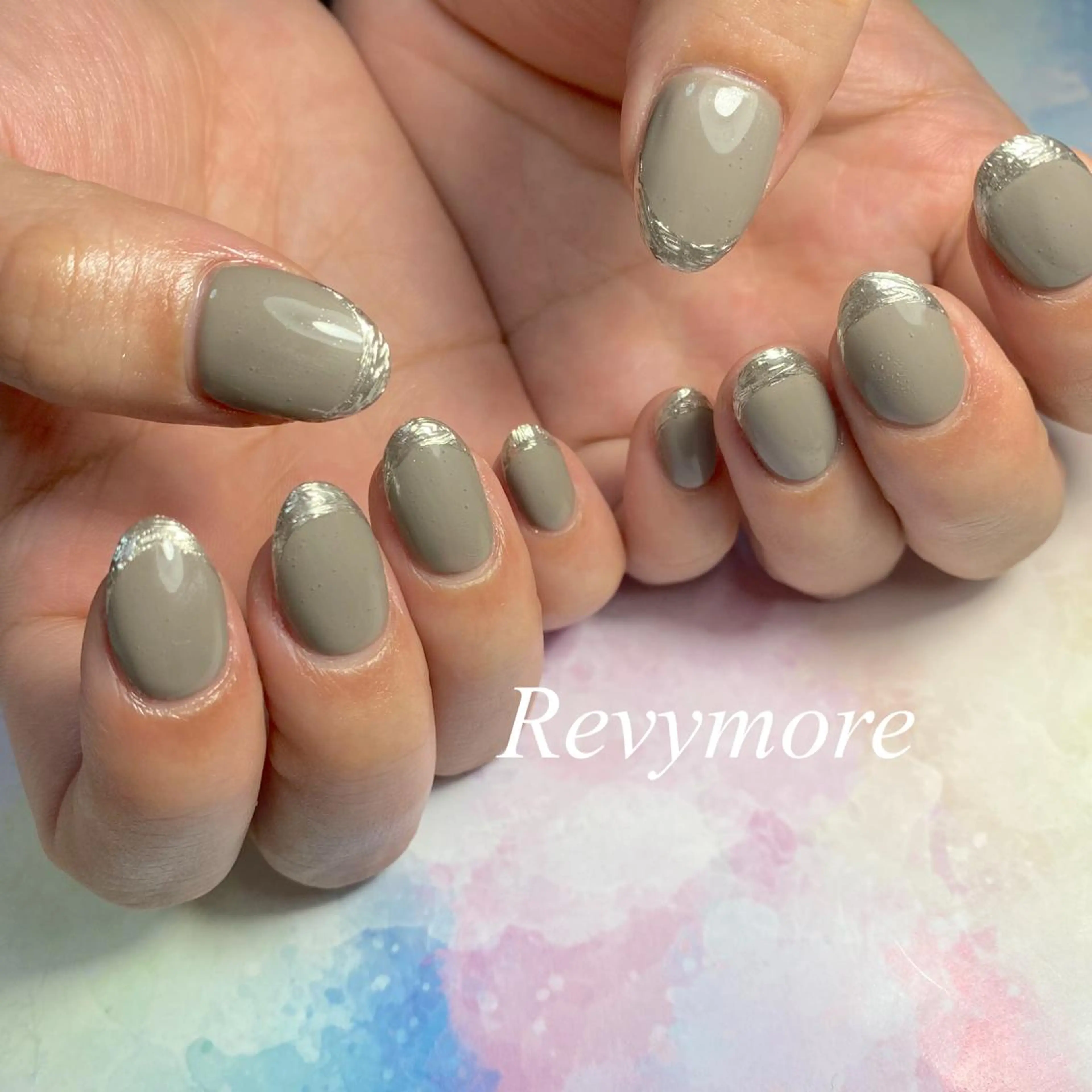 ショート ネイル フレンチネイル ジェルネイル ミラーネイル ニュアンスネイル オフィスネイル nail salon Revymore所属・nail salon Revymoreのネイルデザイン