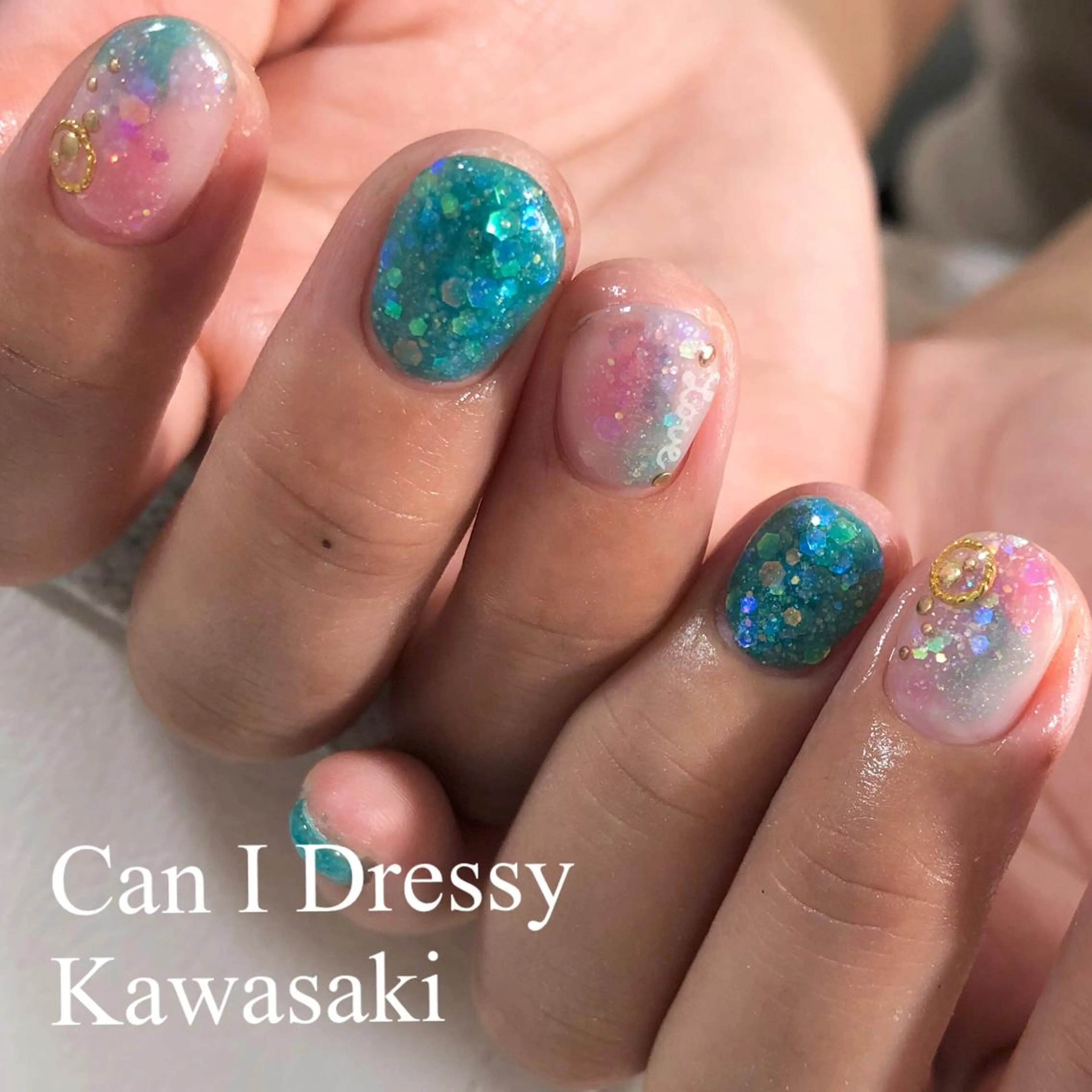 ネイル ラメ(グリッター) 夏ネイル ハンドネイル Can I 川崎店 三島 久美子のネイルデザイン