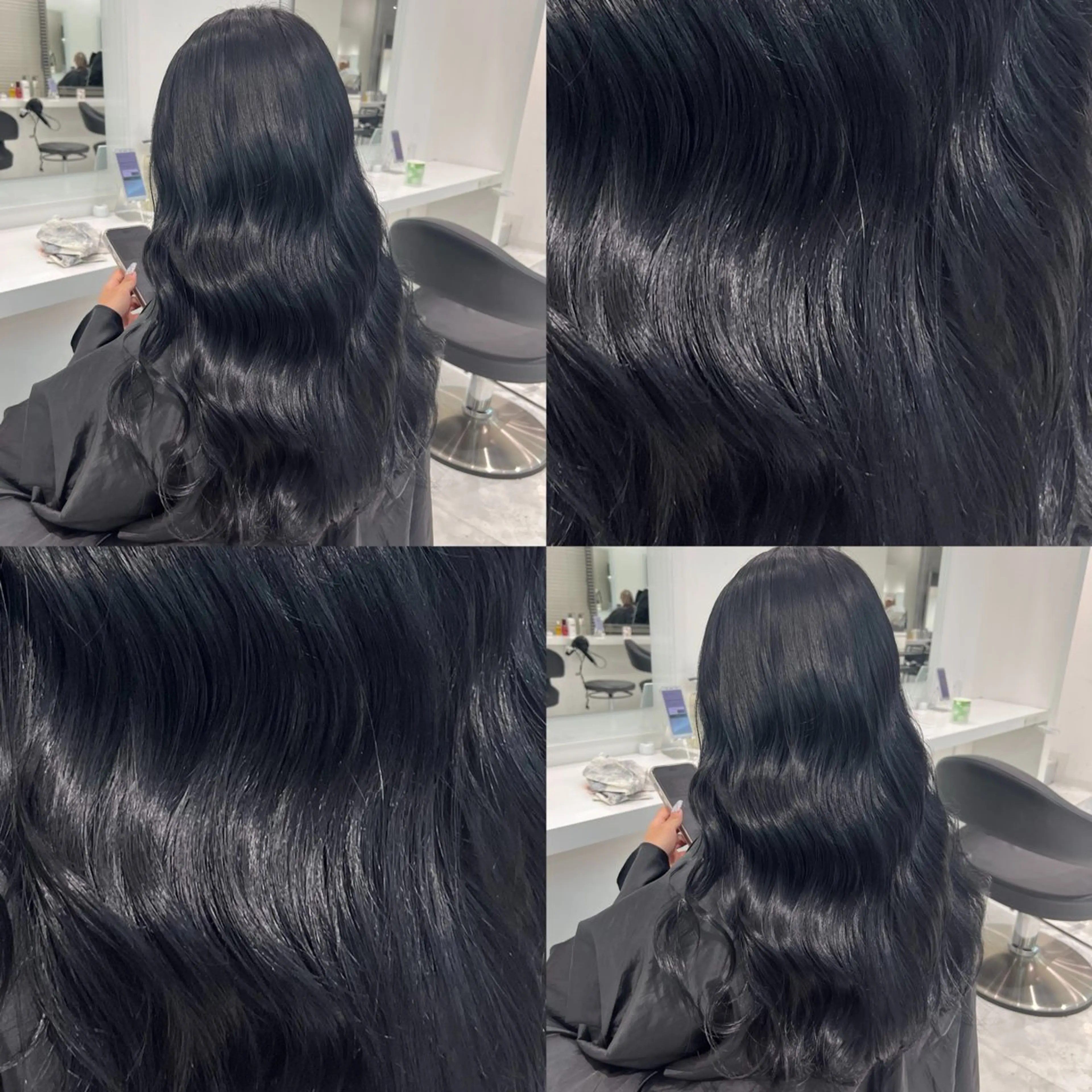 ロング カラー 黒髪 ブルーカラー ブルーブラック 髪質改善 トリートメント カット ヘアカラー トリートメント ヘッドスパ ヘアセット 💖SAE💖 銀座美容師のヘアスタイル