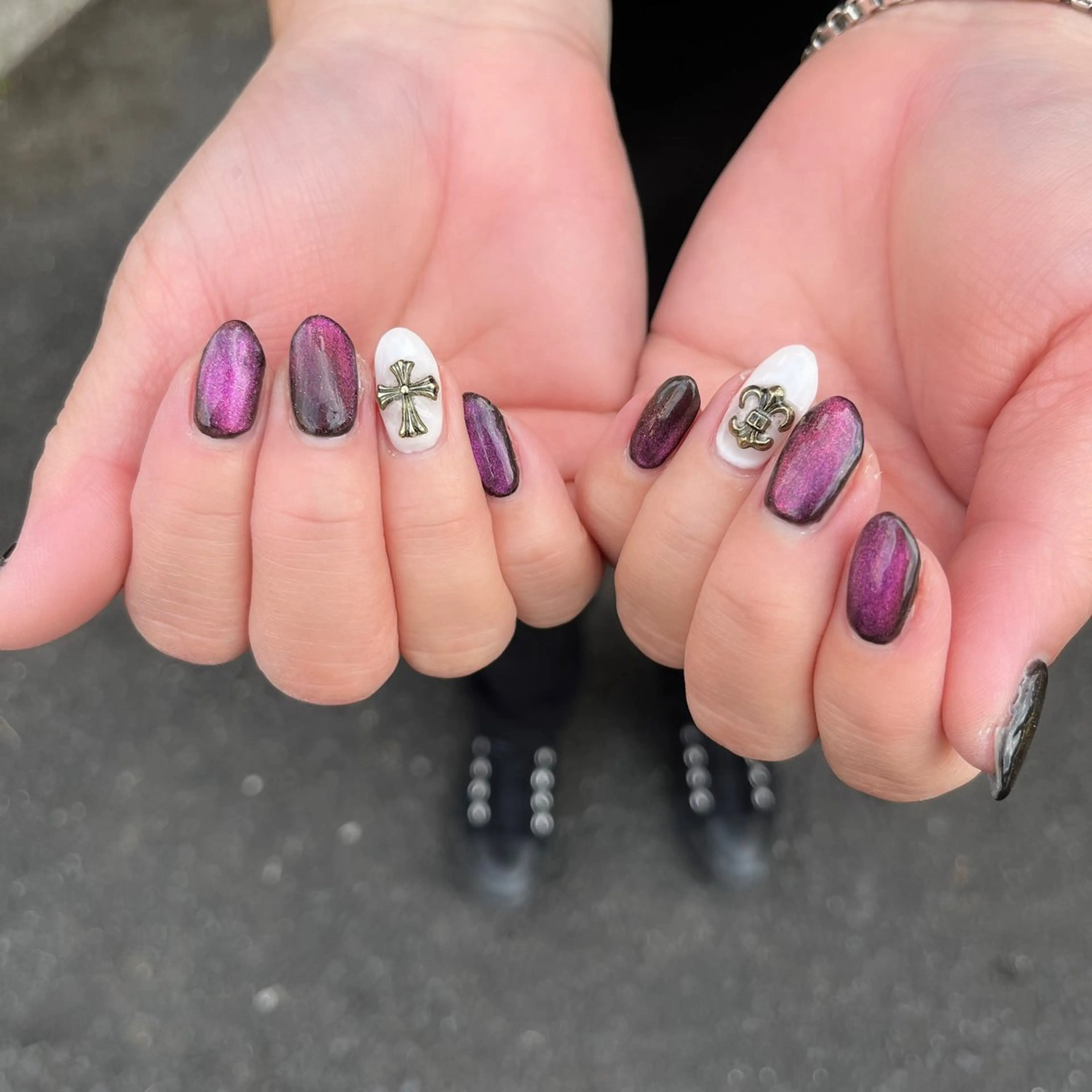 ネイル マグネットネイル ピンク 冬ネイル tytto nail ❤︎‪‪eri‪‪のネイルデザイン
