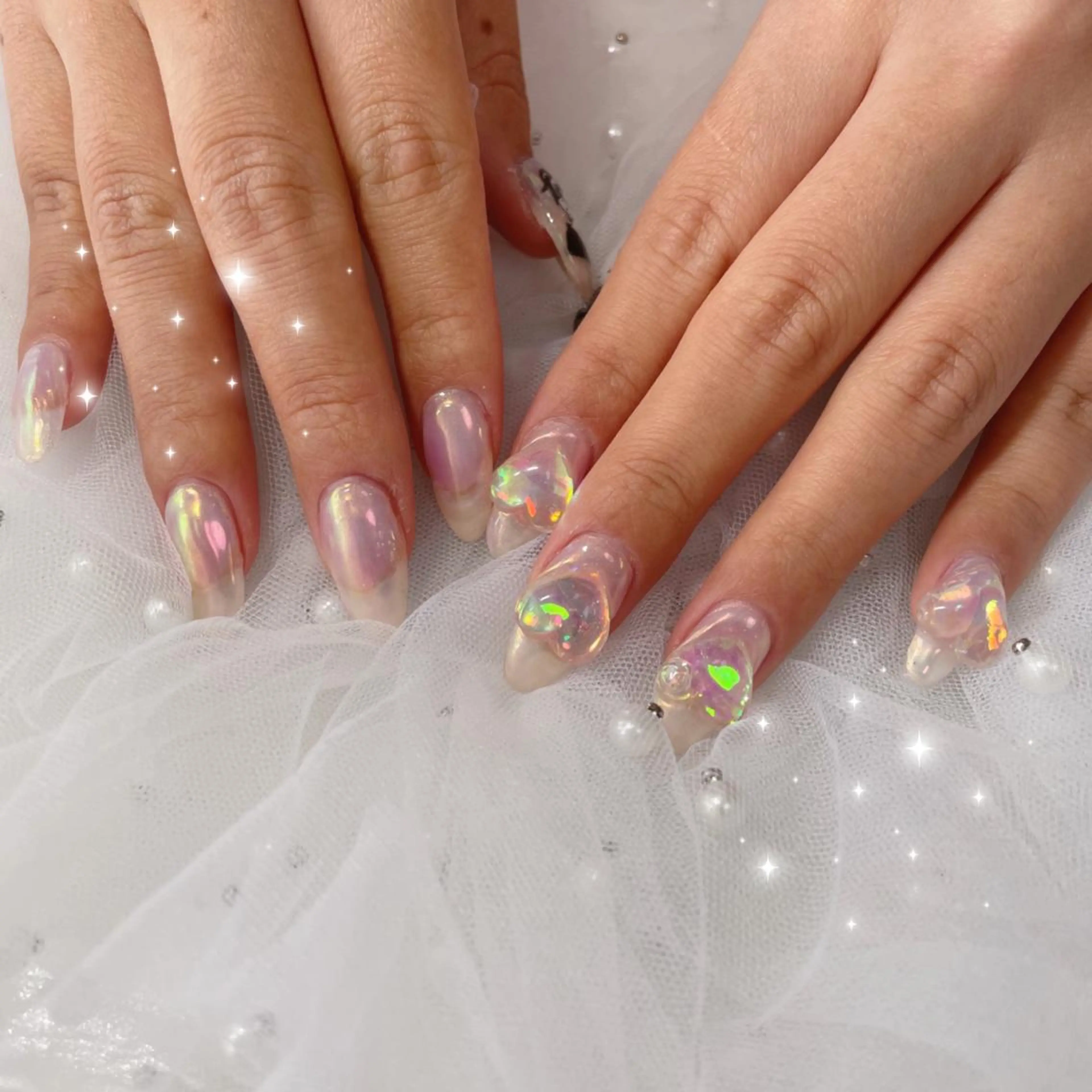 ネイル 氷ネイル・うるうるネイル キラキラネイル 🎀 Mayu 🎀痛ネイルのネイルデザイン