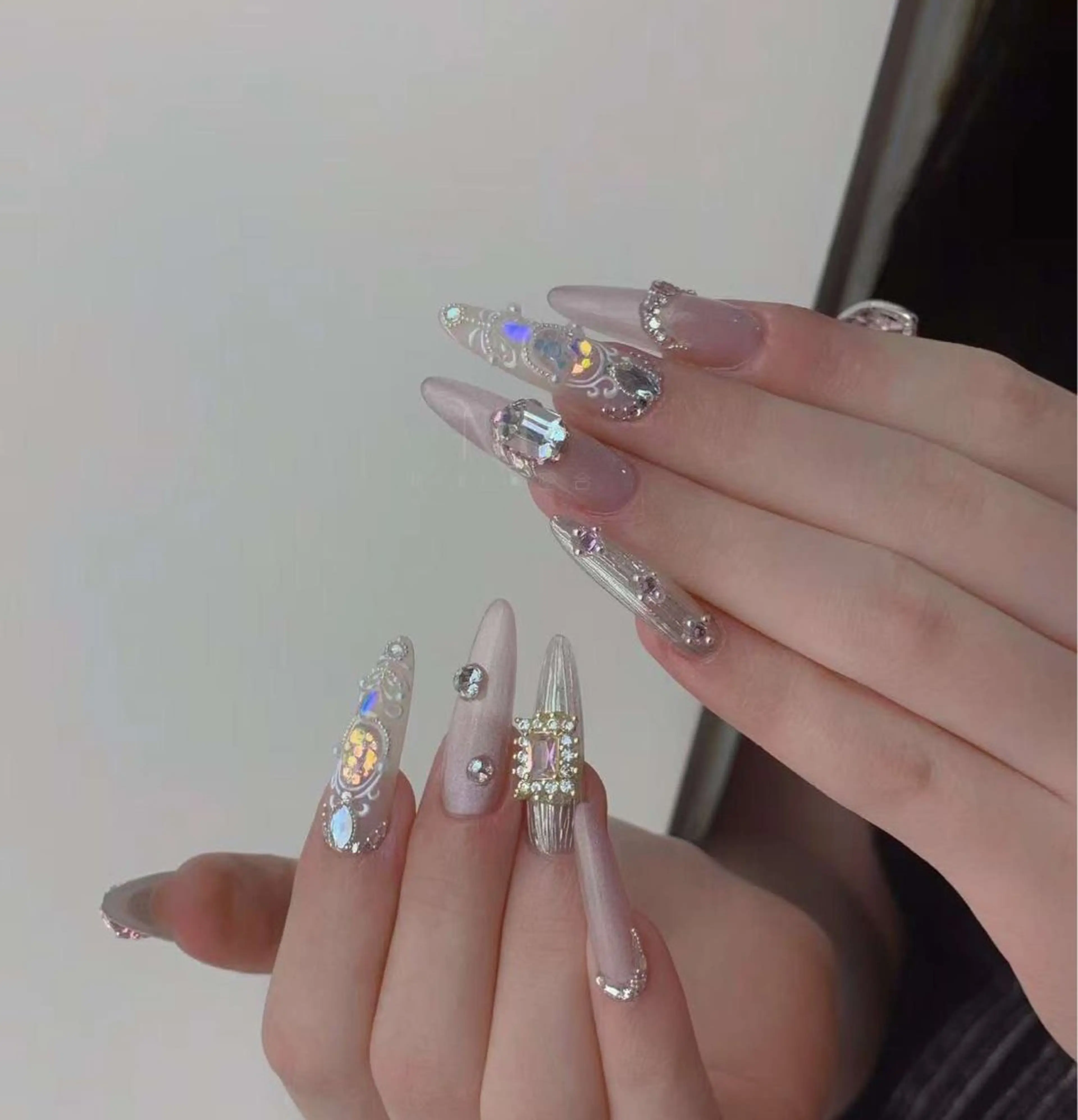 ネイル フラワーネイル フレンチネイル ジェルネイル ガラスフレンチ ハート ハンドネイル BabyYouMi ねねのネイルデザイン