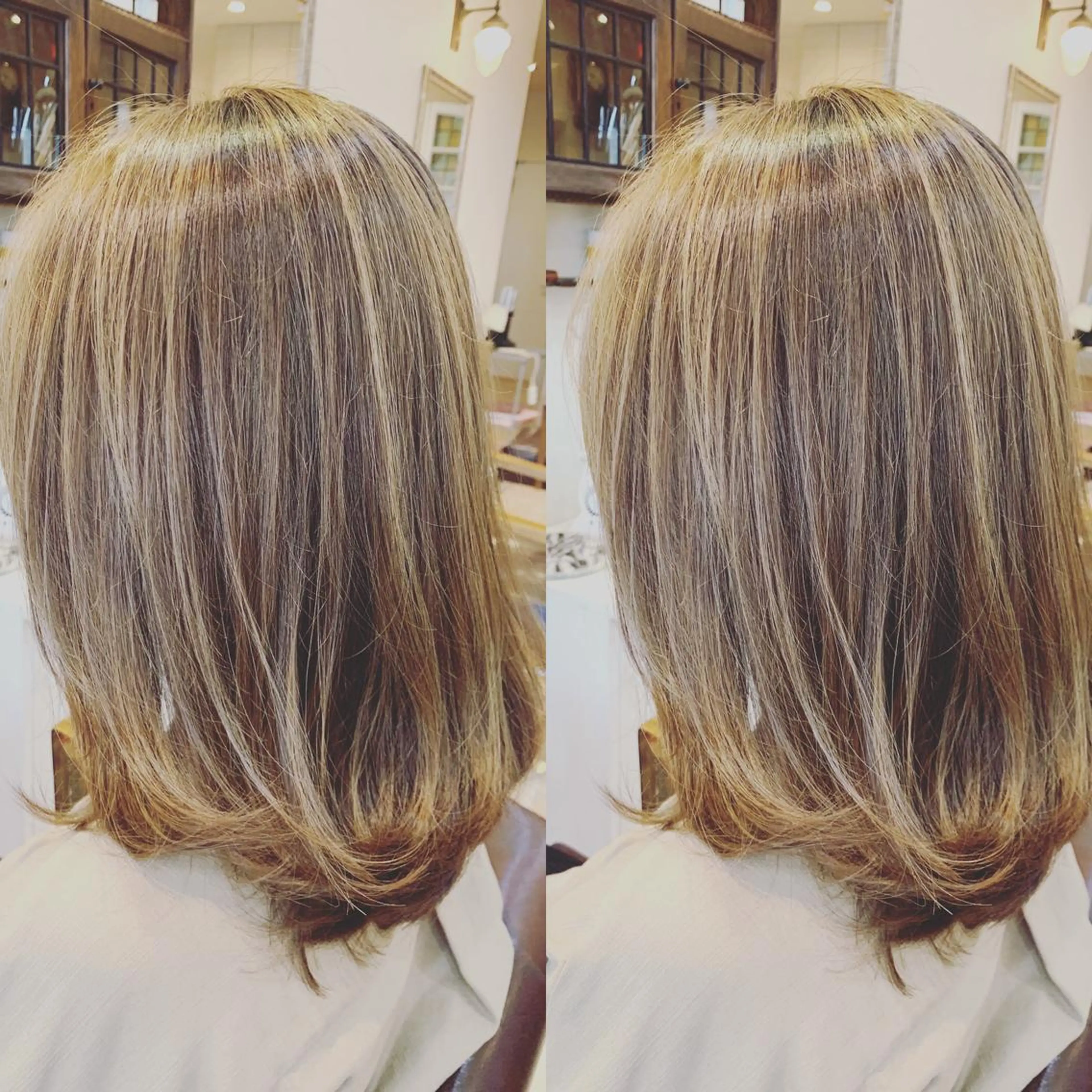 ミディアム カラー バレイヤージュ ベージュカラー ミルクティーベージュ レイヤーカット HAIR LA COUPE所属・佐藤 俊夫のヘアスタイル