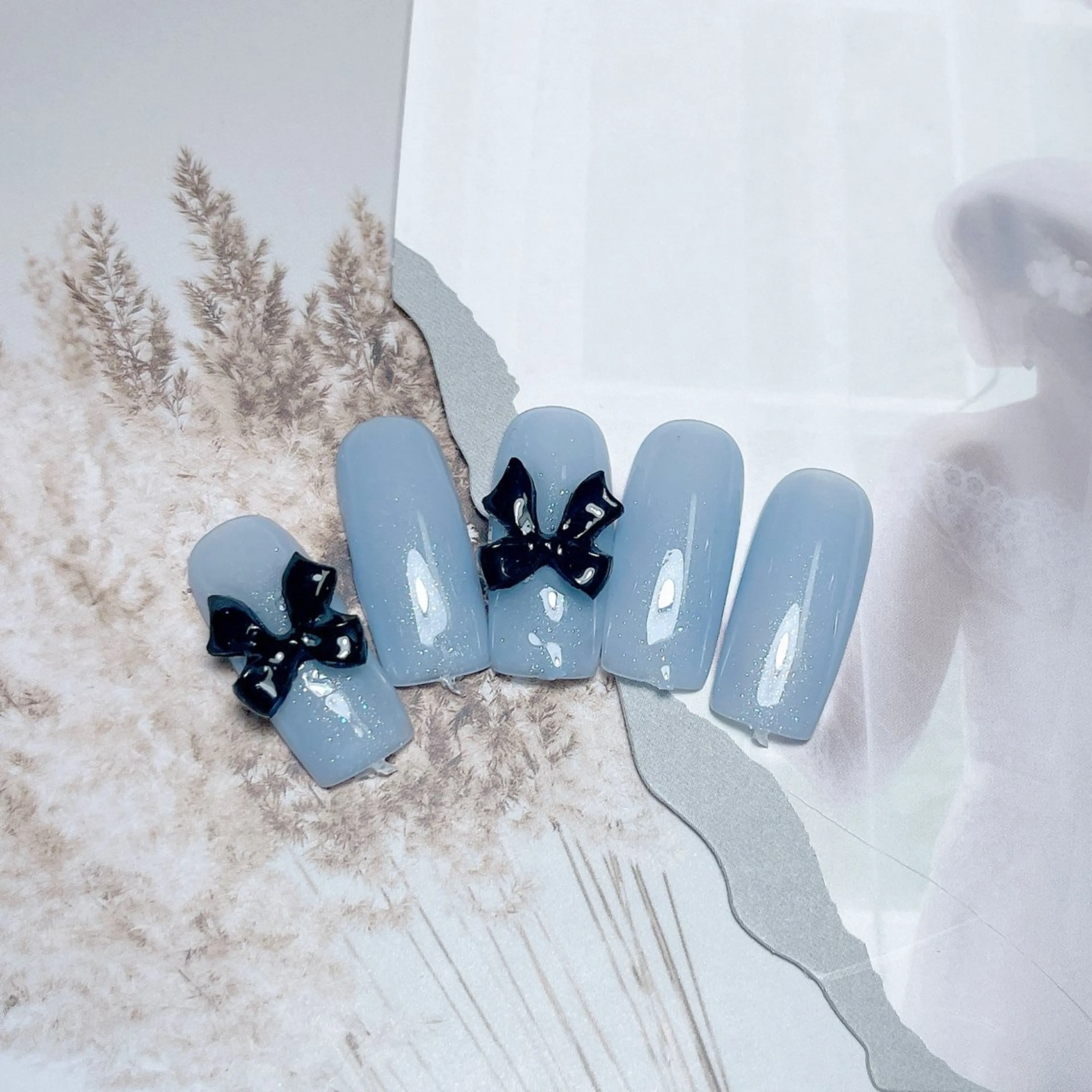 ネイル 成人式 ジェルネイル ロングネイル マグネットネイル 大理石ネイル(マーブル) ハンドネイル MoMoA Nail ネイル長さ出し専門店のネイルデザイン