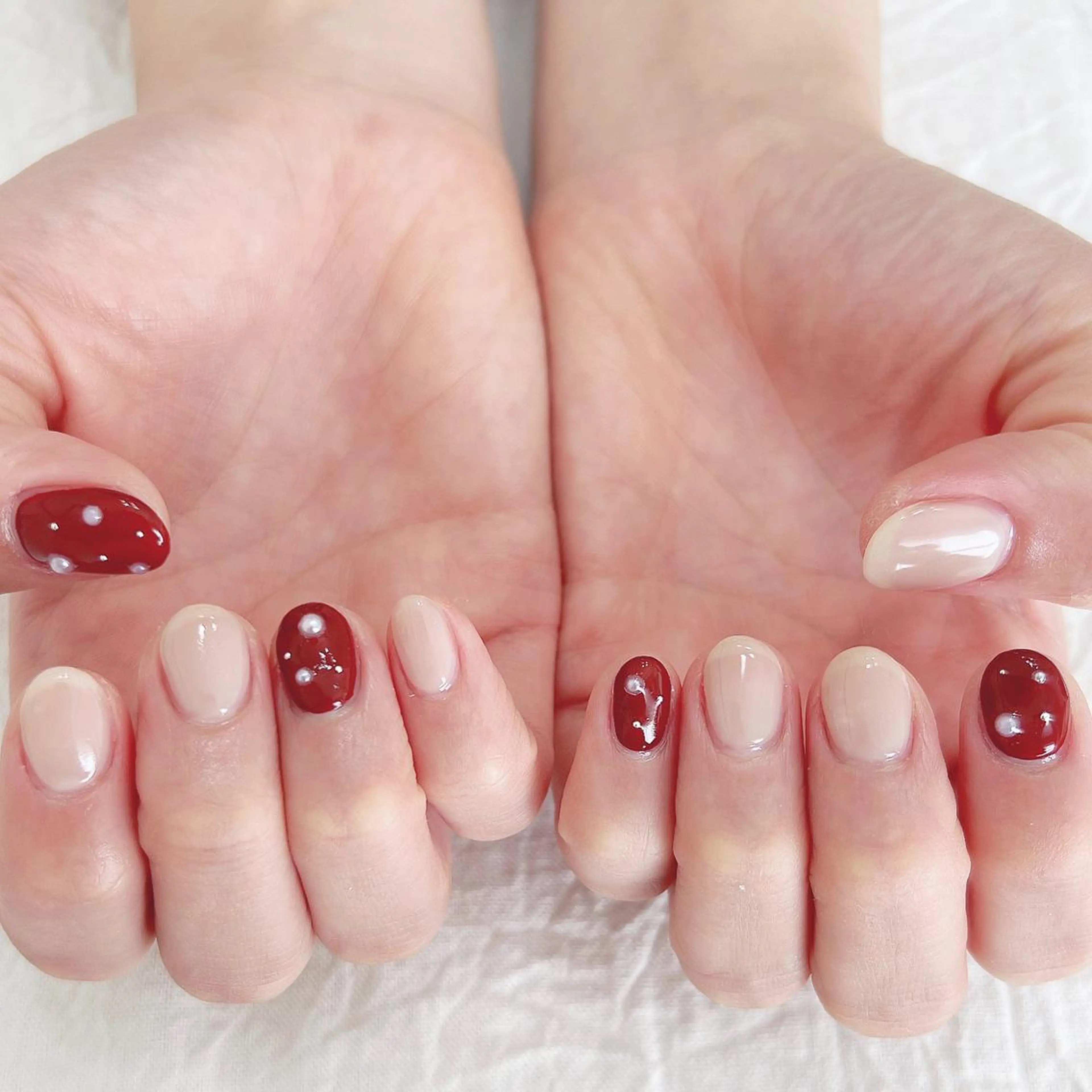 ネイル ボルドー ワンカラーネイル 冬ネイル クリスマス ハンドネイル peaberry nailのネイルデザイン