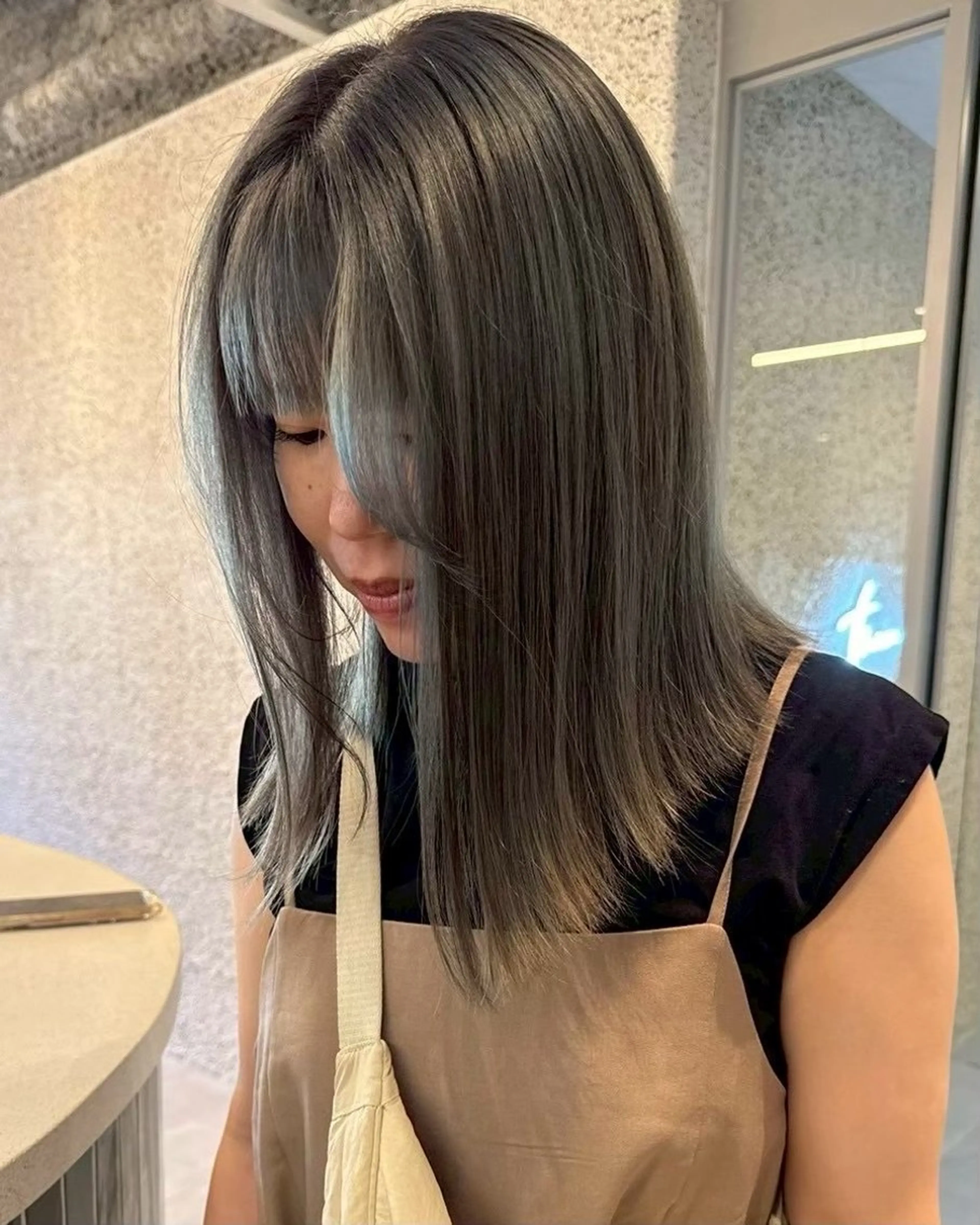 ミディアム 髪質改善 縮毛矯正 トリートメント カット ヘアカラー トリートメント nok所属・nok Osakaのヘアスタイル