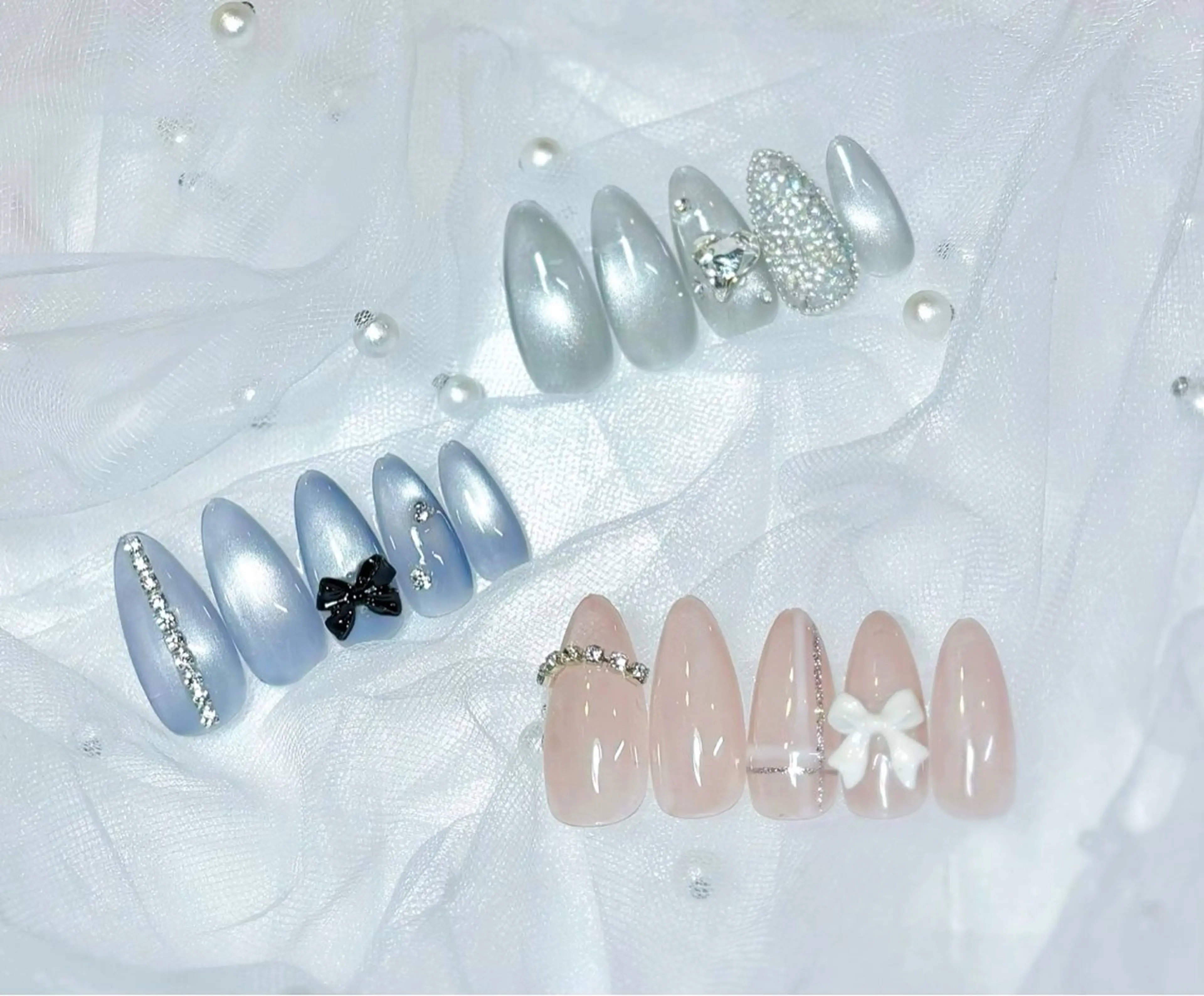 ネイル フレンチネイル ガーリー 韓国ネイル ワンホンネイル Chat　noir所属・【chatnoir】 MIYUのネイルデザイン