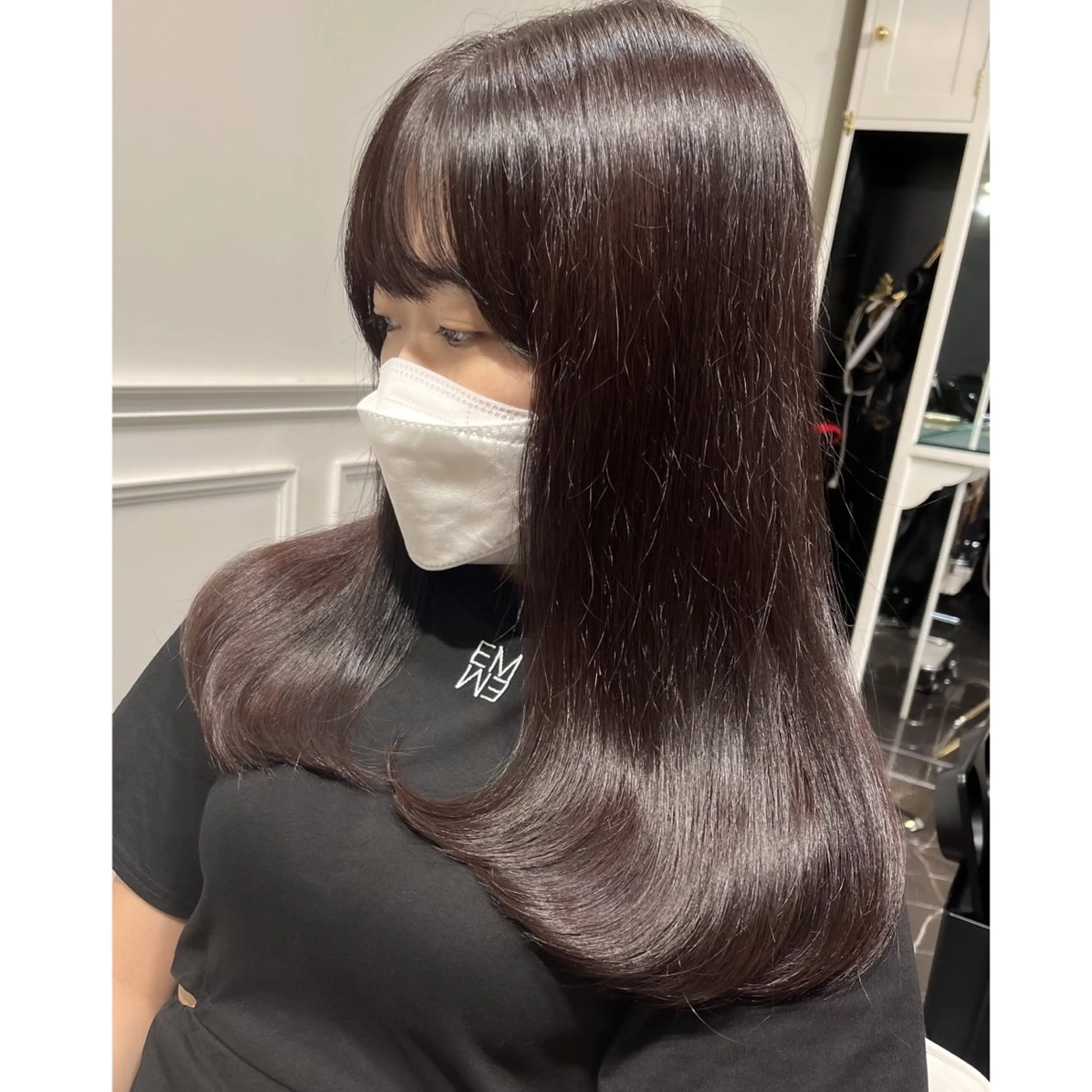 セミロング カラー ブリーチ ブリーチなしカラー カット ヘアカラー LOTTA CUCCI所属・miyu /トレンド カラー×艶髪のヘアスタイル