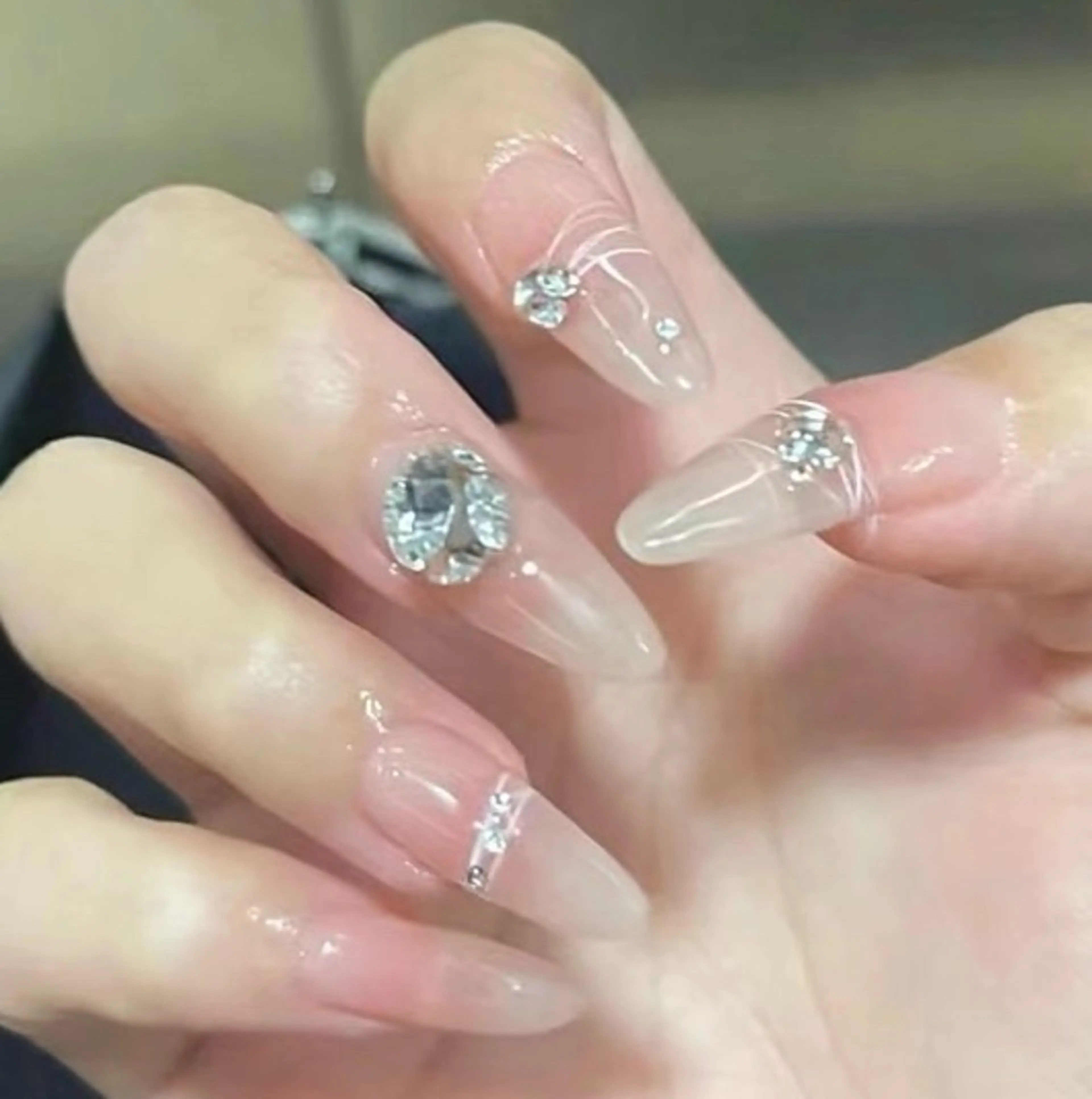 ネイル チークネイル 長さ出し フレンチネイル ガーリー 韓国ネイル sun nail池袋 モデル募集のネイルデザイン