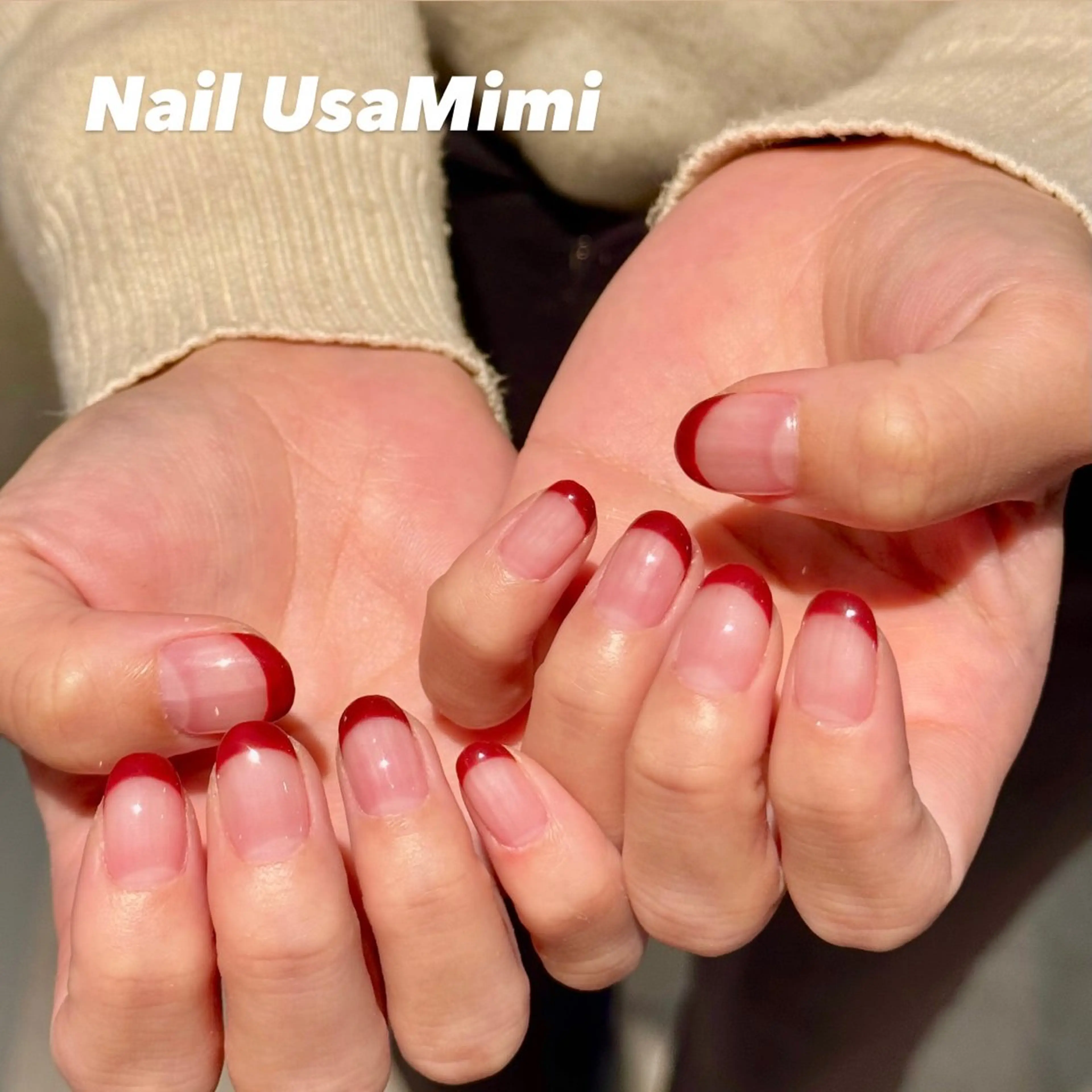 ネイル ボルドー フレンチネイル 本町ネイルNail UsaMimiのネイルデザイン