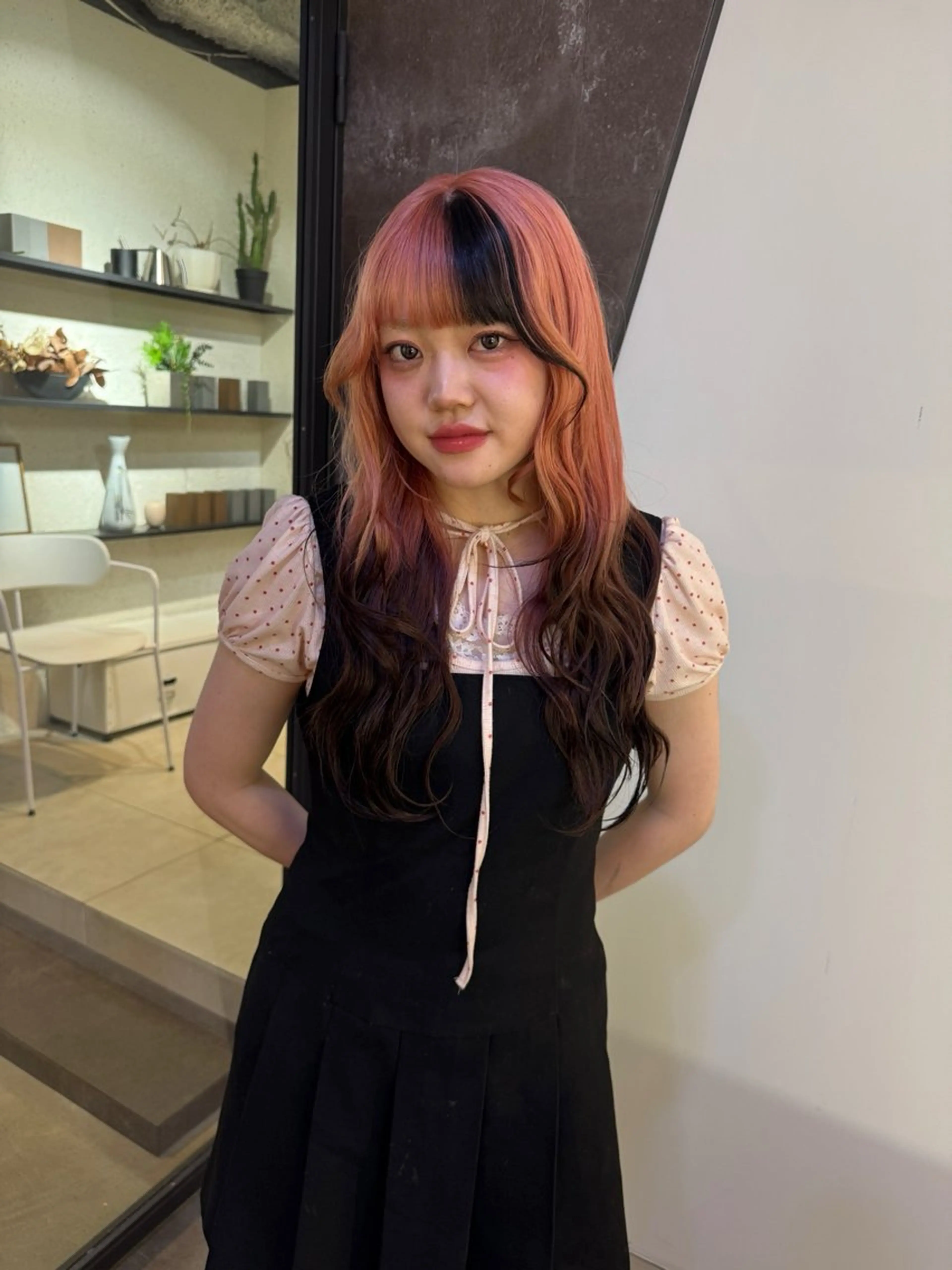 ロング カラー ブラウンカラー ピンクカラー ヘアカラー SEAM所属・詩音 ／札幌美容師のヘアスタイル