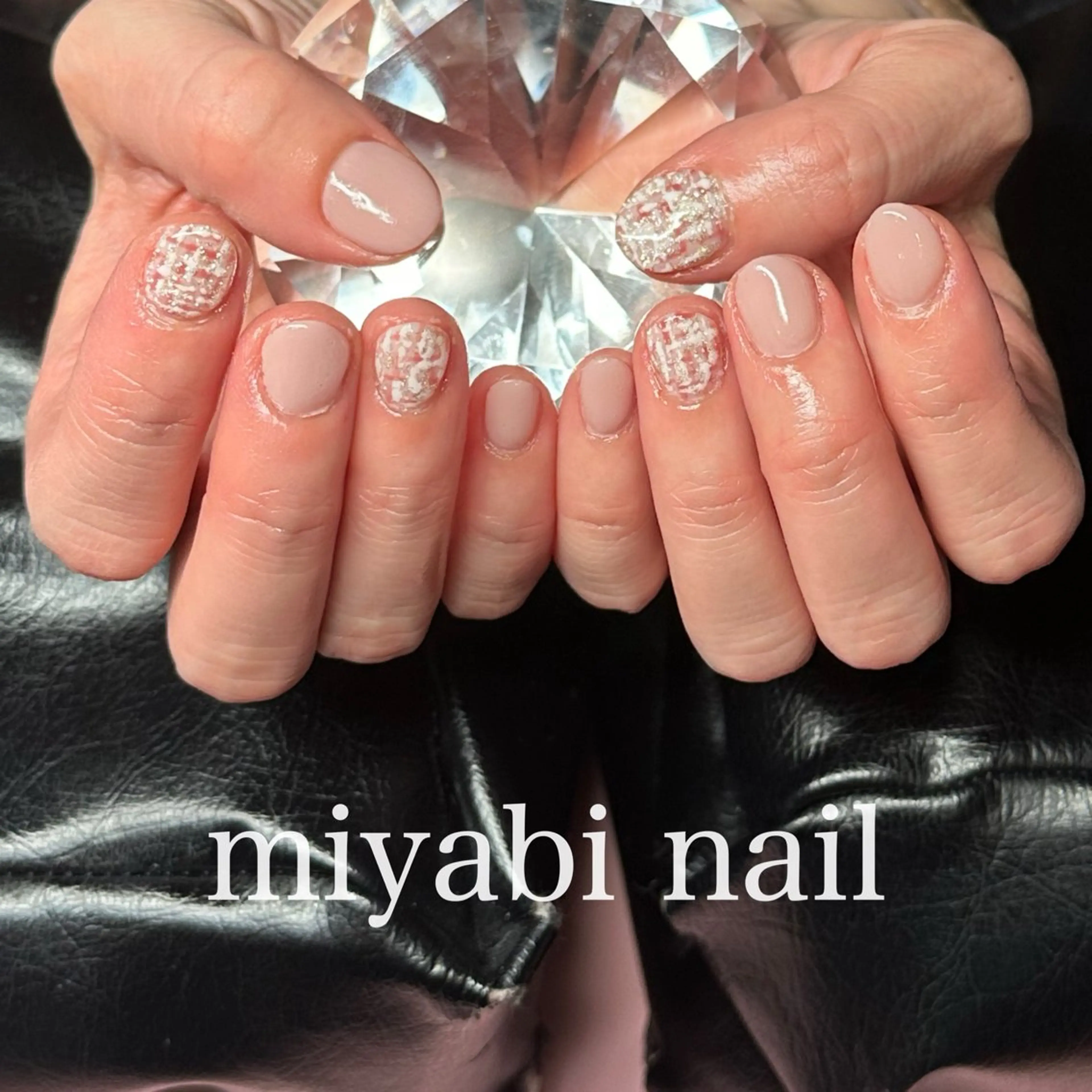 ネイル 持ち込み オフィスネイル ピンク ショートネイル シンプルネイル ハンドネイル miyabi nail 桂川駅近くのネイルデザイン