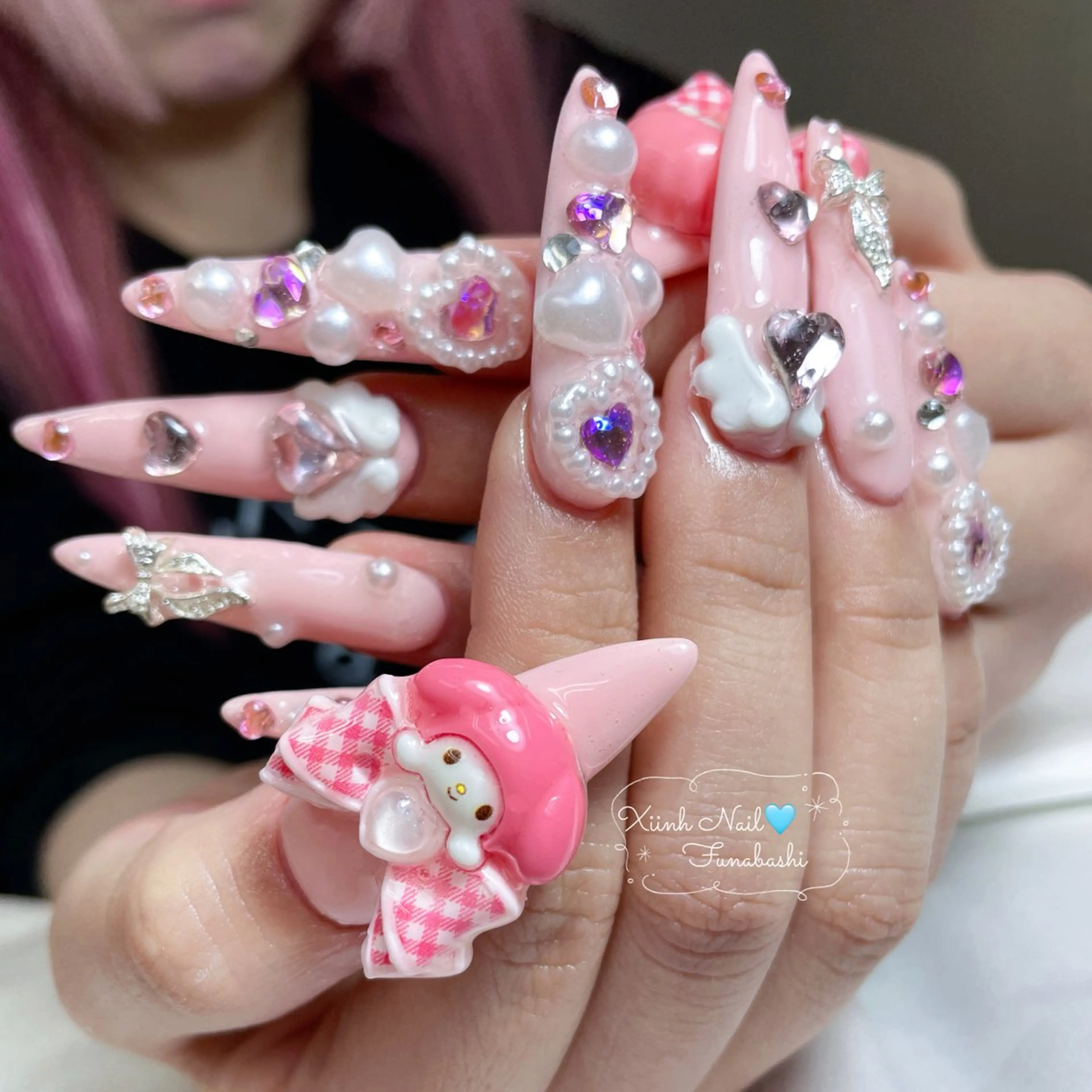 ネイル チークネイル 桜ネイル 長さ出し フットネイル ジェルネイル ハンドネイル XIINH NAIL SALONのネイルデザイン