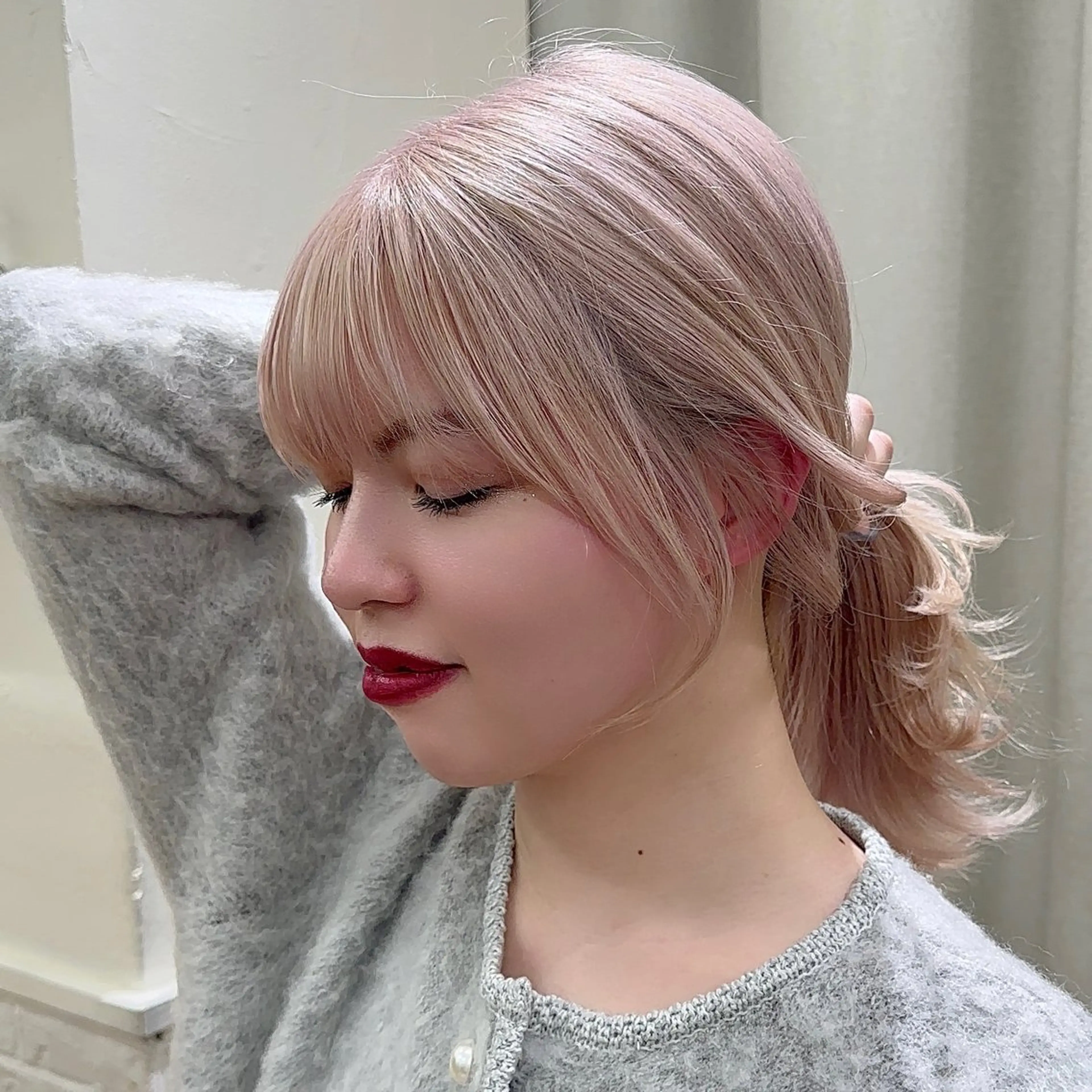 ロング カラー パーマ ヘアアレンジ 顔周りcut/ 艶ワンカラー♥ちさきのヘアスタイル