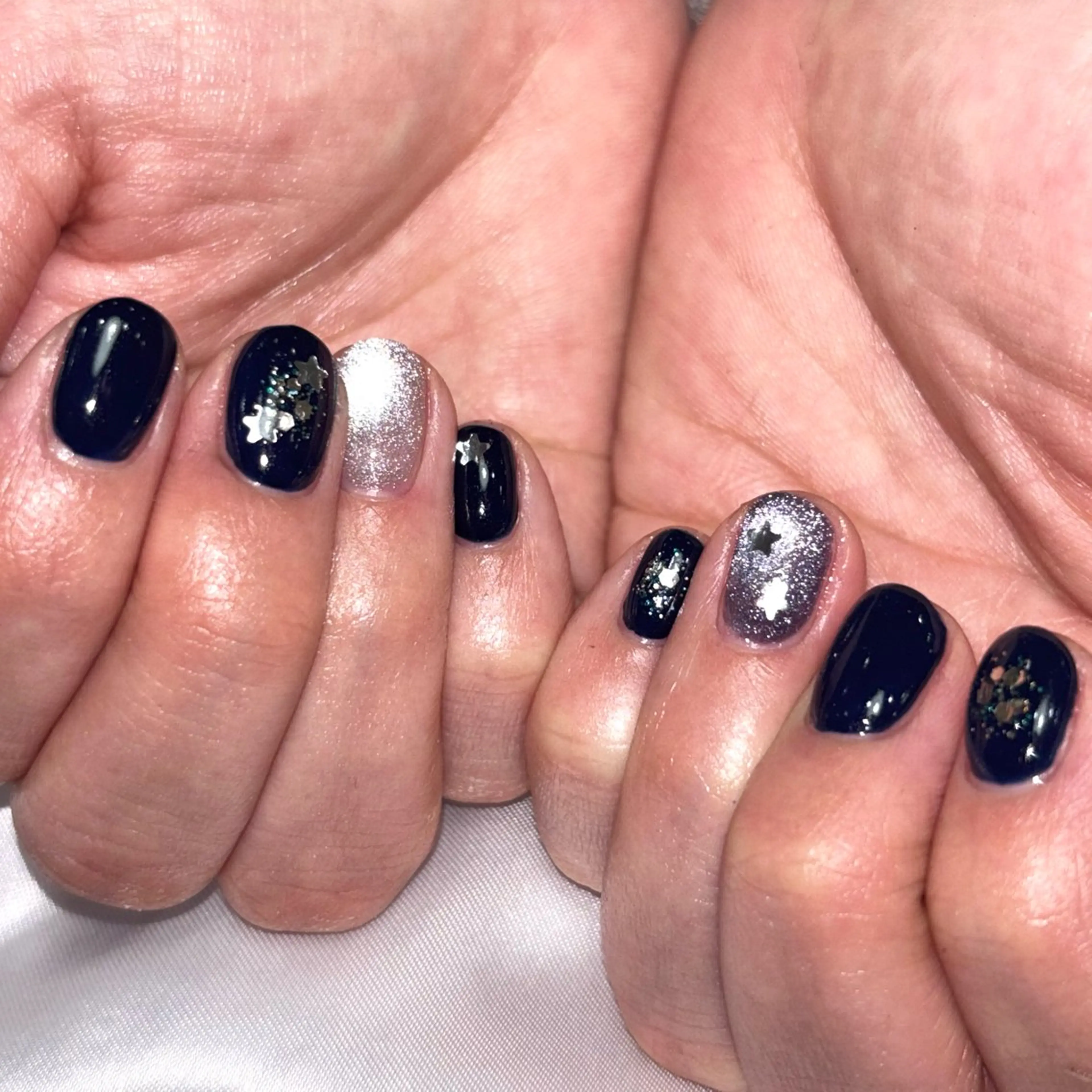 キッズ ネイル ネイビー シルバー Ray nail   WAKA️🫧のネイルデザイン