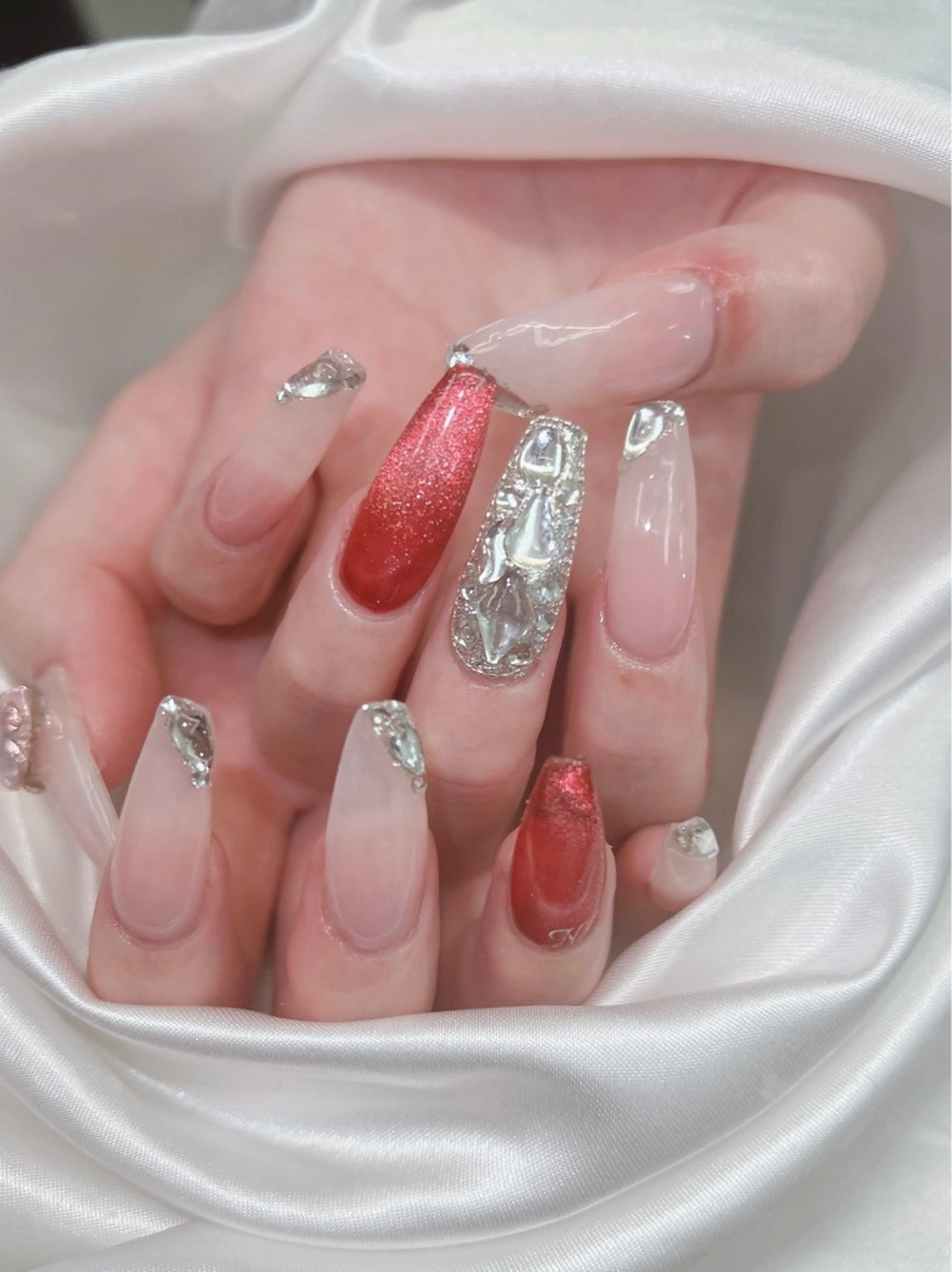 ネイル アートネイル 長さ出し ジェルネイル キラキラネイル マグネットネイル Lee Nails チップ長さだし専門店のネイルデザイン