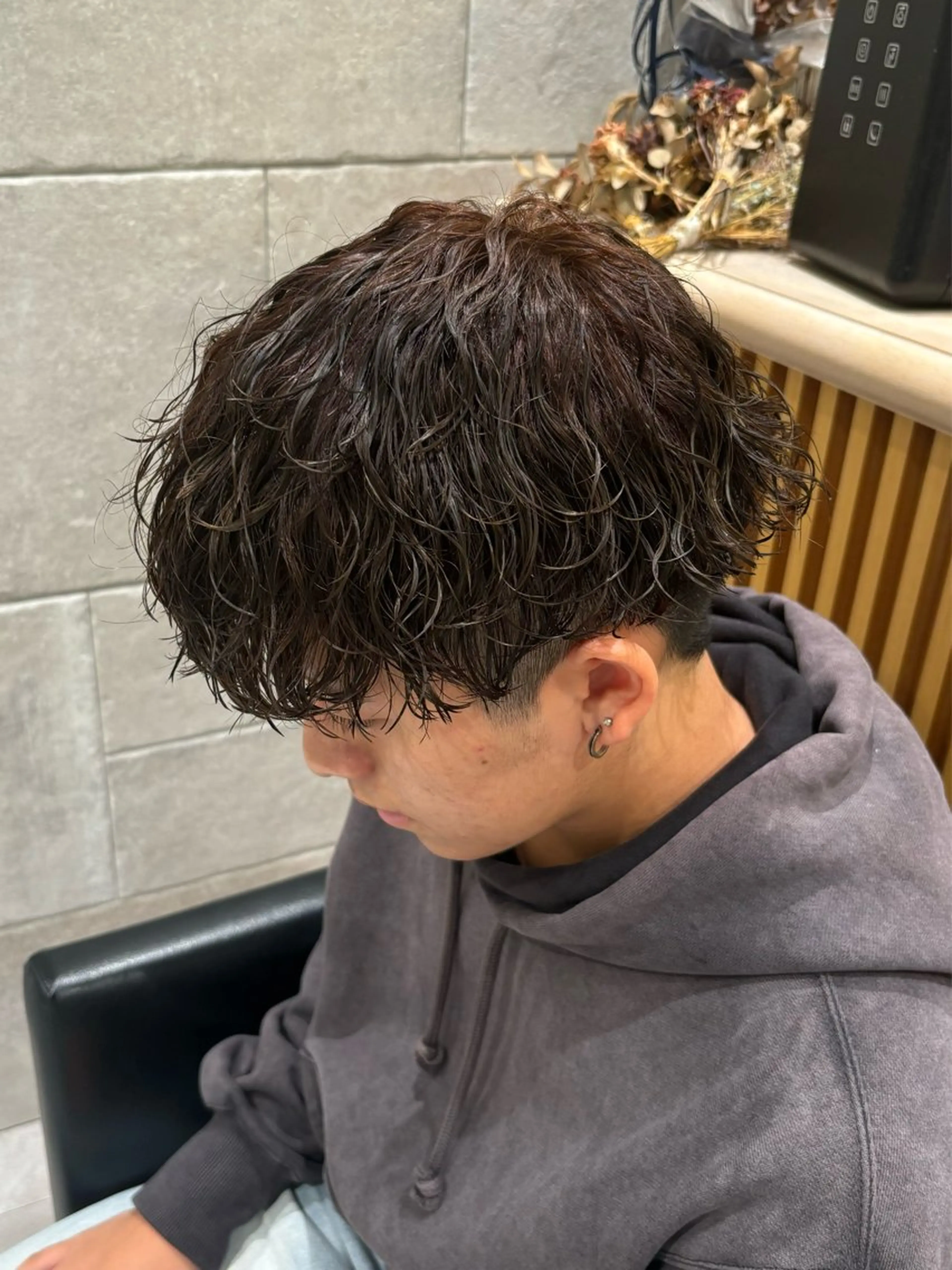 パーマ メンズ メンズパーマ、スパ イキー、上野星也のヘアスタイル