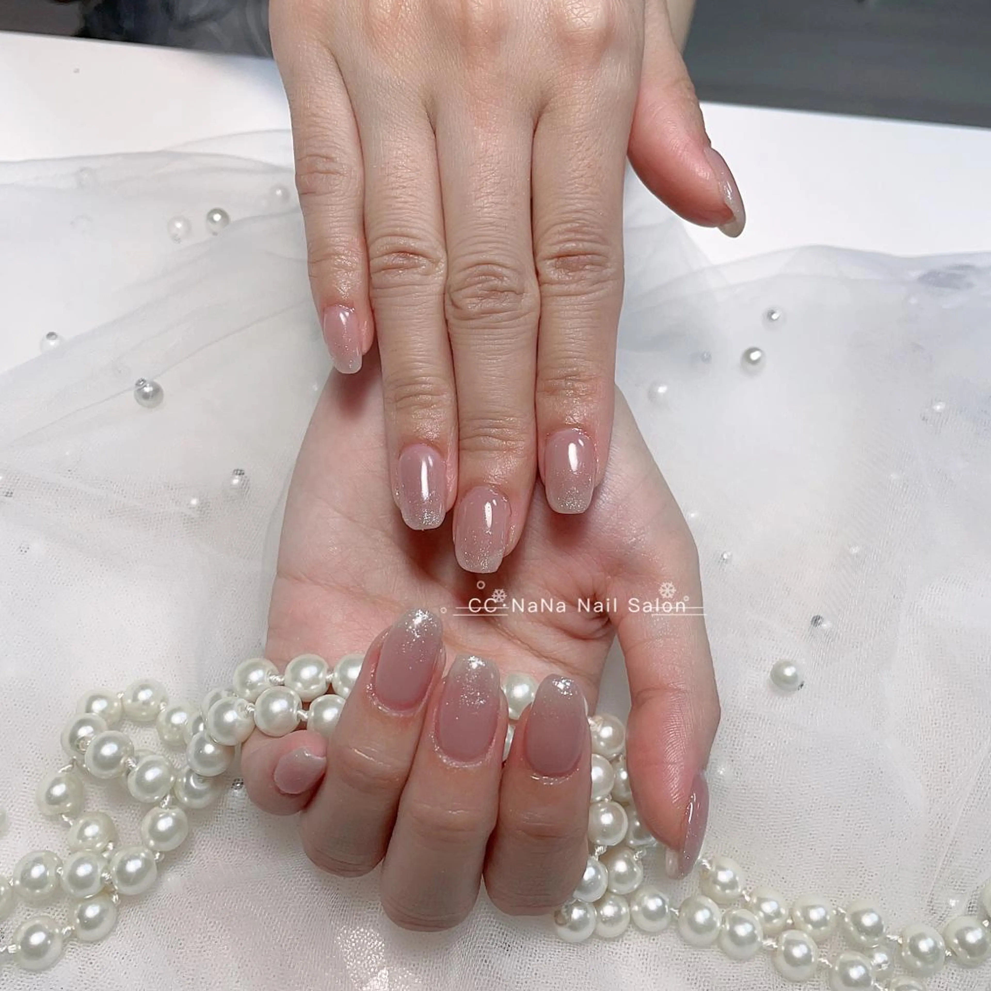 ネイル チークネイル フラッシュネイル ジェルネイル ハート キラキラネイル ハンドネイル 💎CC・NaNa 韓国風ネイル🌙Cのネイルデザイン