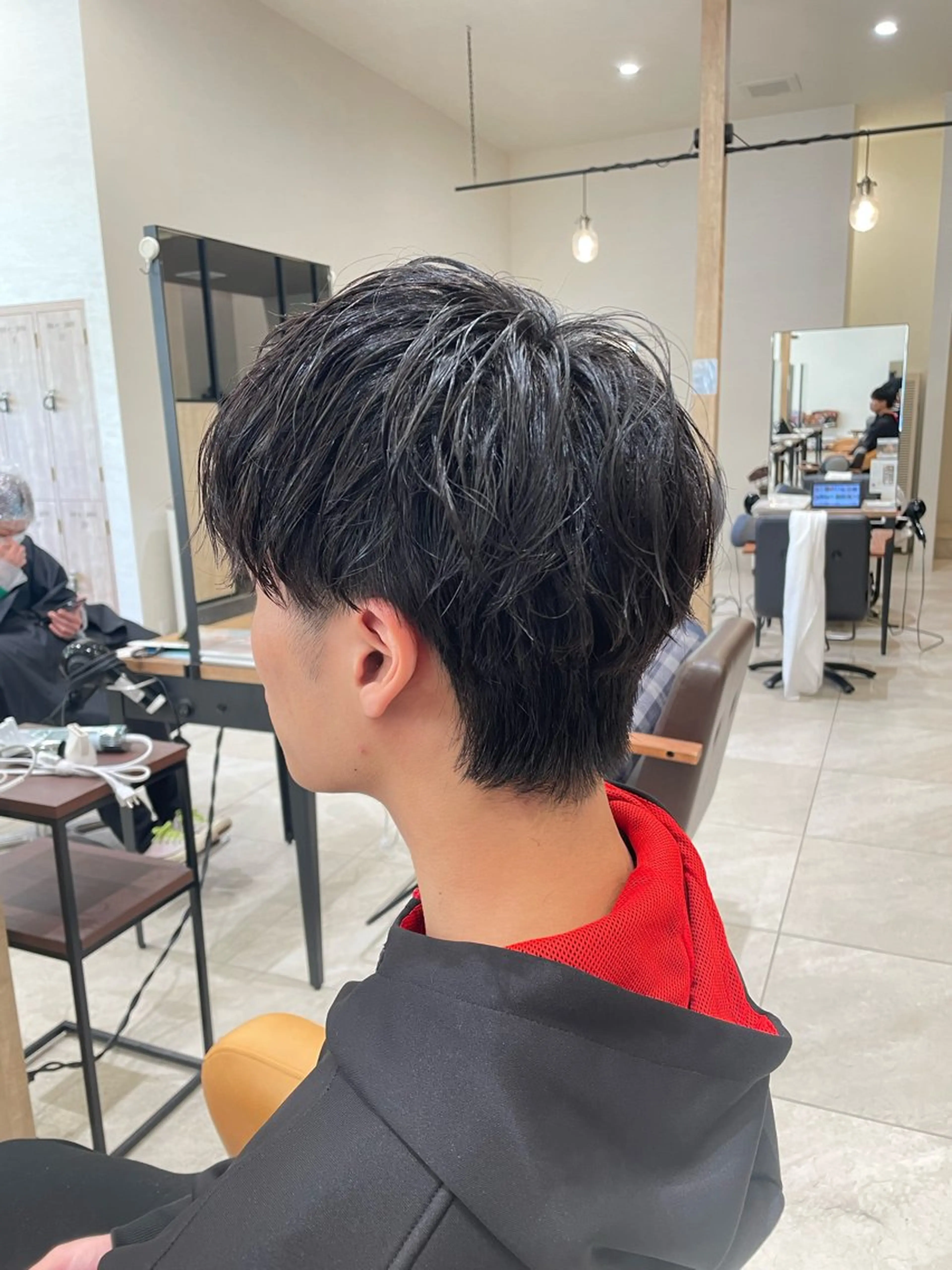 ミディアム パーマ メンズ ミディアムパーマ メンズパーマ カット パーマ 野水 隆雅のヘアスタイル