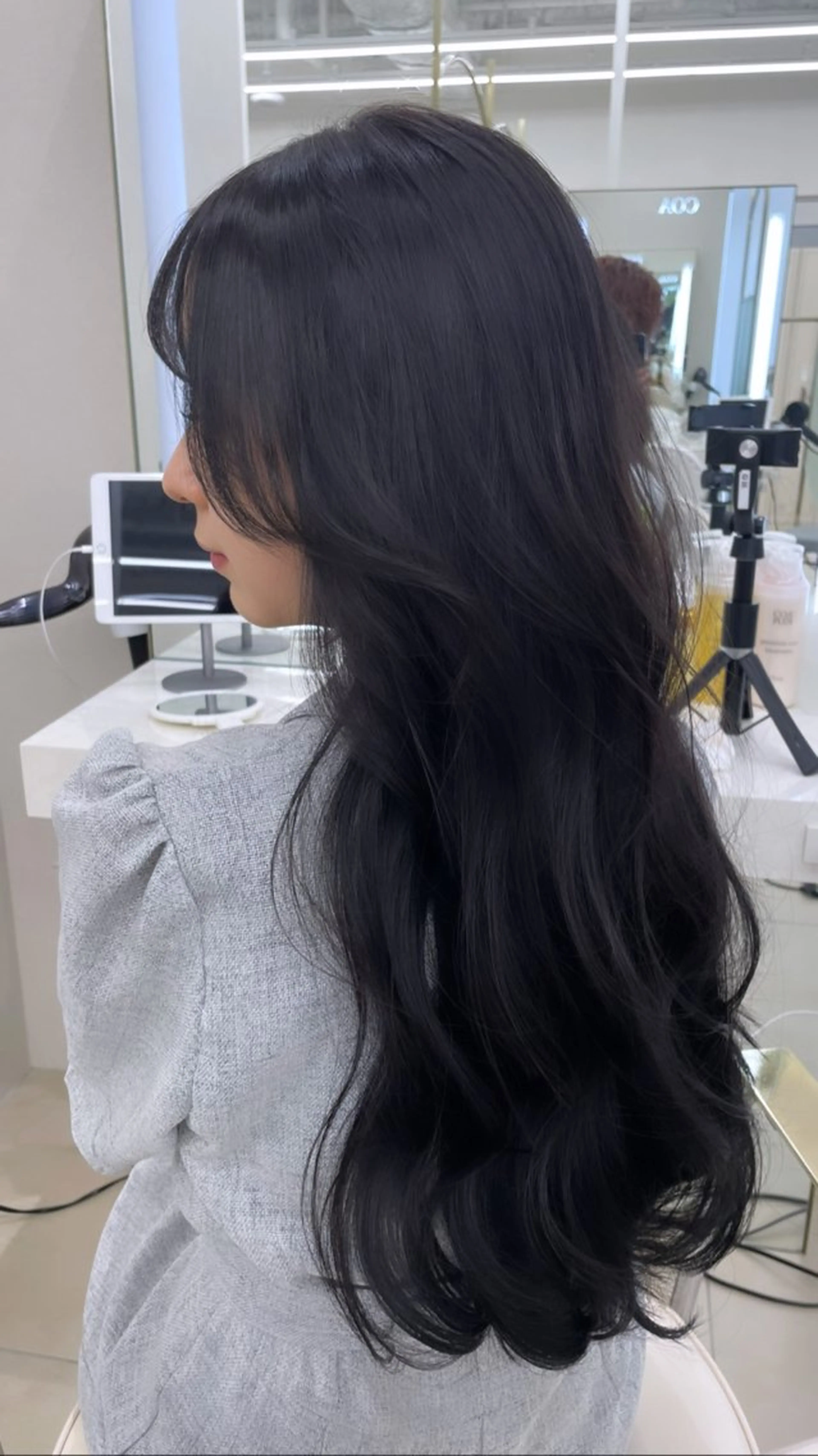 ロング カラー ブルーカラー ブルーグレー ブルーグレージュ 透明感カラー グレージュ ヘアカラー トリートメント COA GINZA 空也/前髪/顔まわりのヘアスタイル