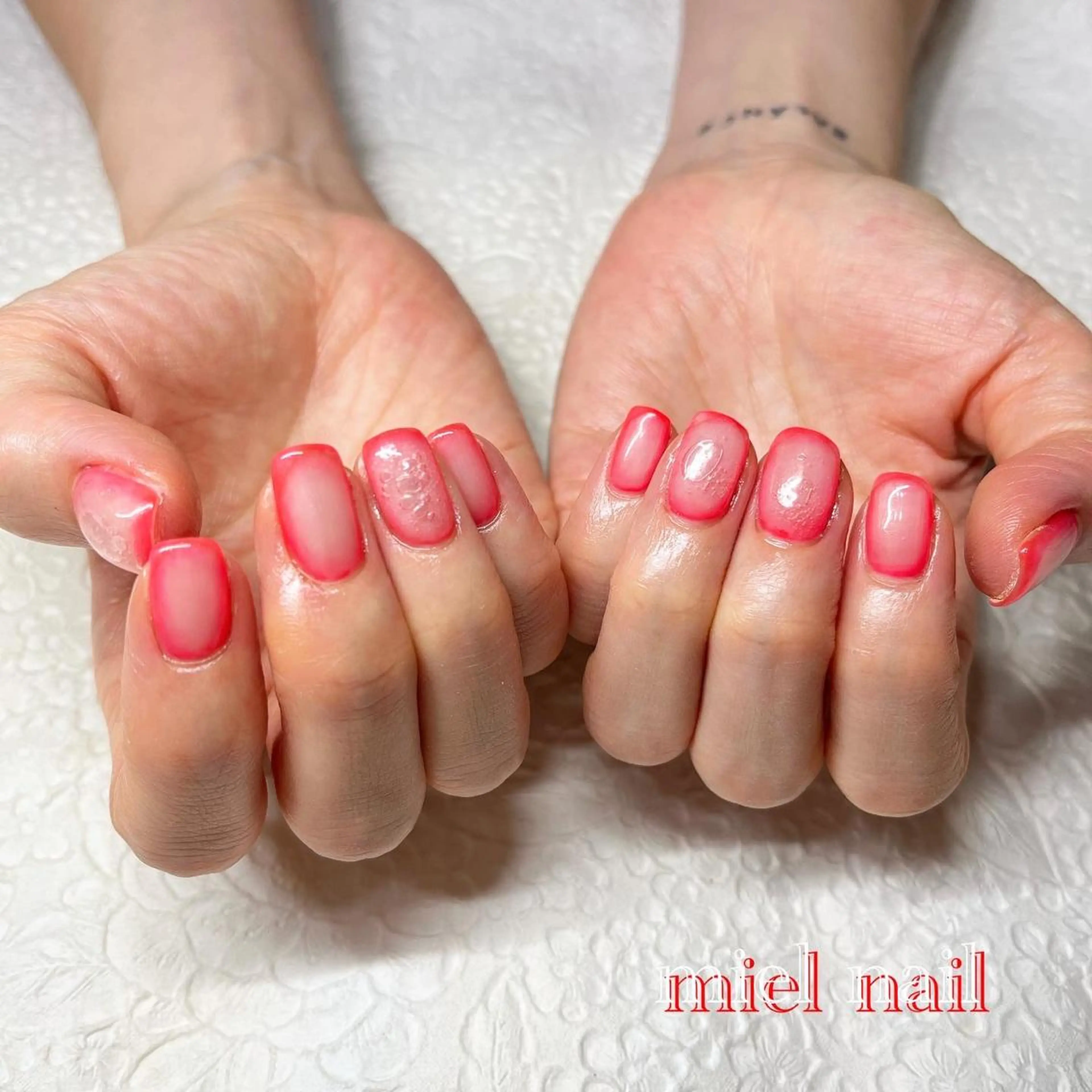 ネイル オレンジ 夏ネイル ハンドネイル miel nailのネイルデザイン