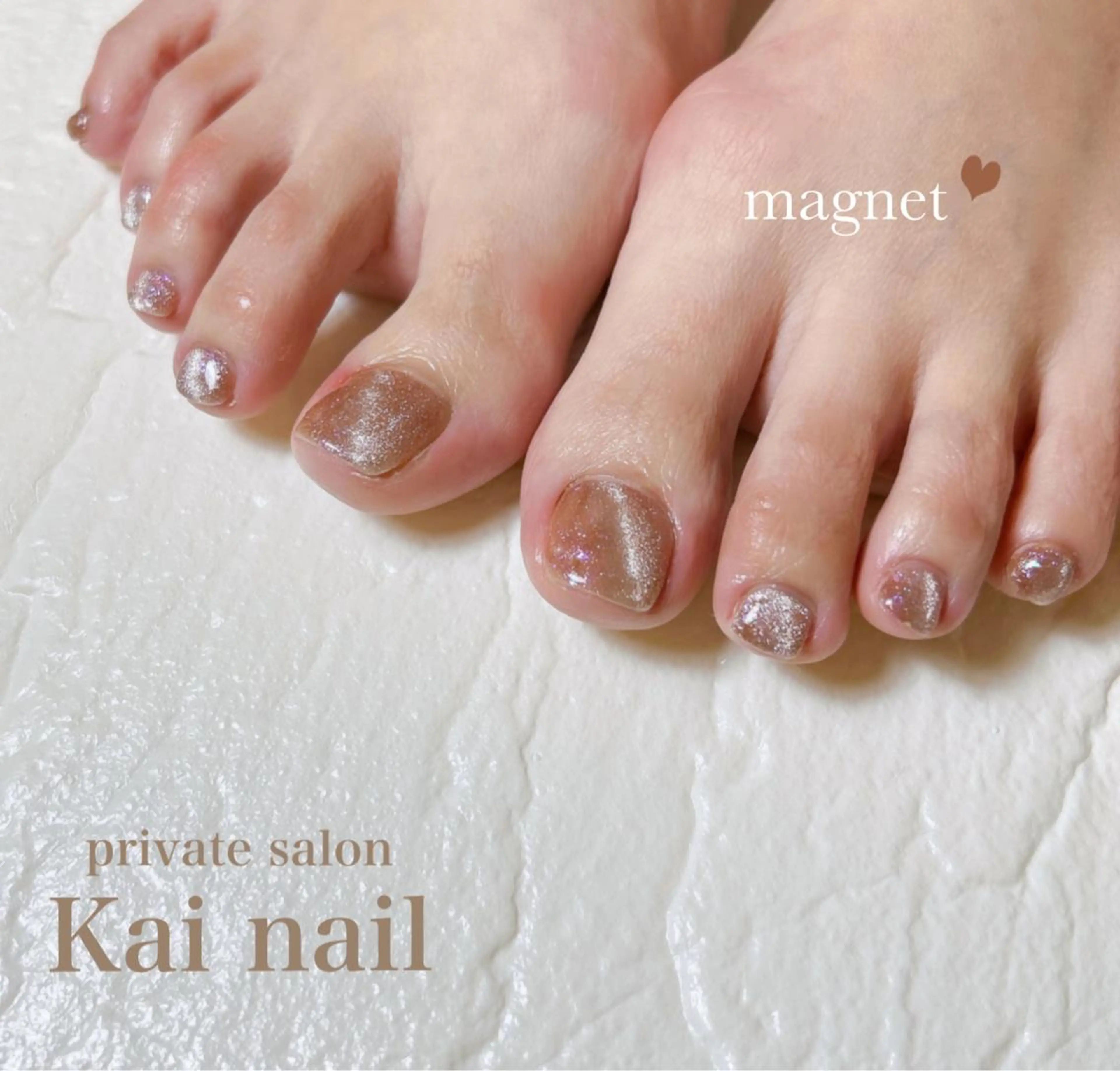 ネイル フットネイル ジェルネイル 韓国ネイル マグネットネイル ニュアンスネイル フットネイル Kai  nail Mayukoのネイルデザイン