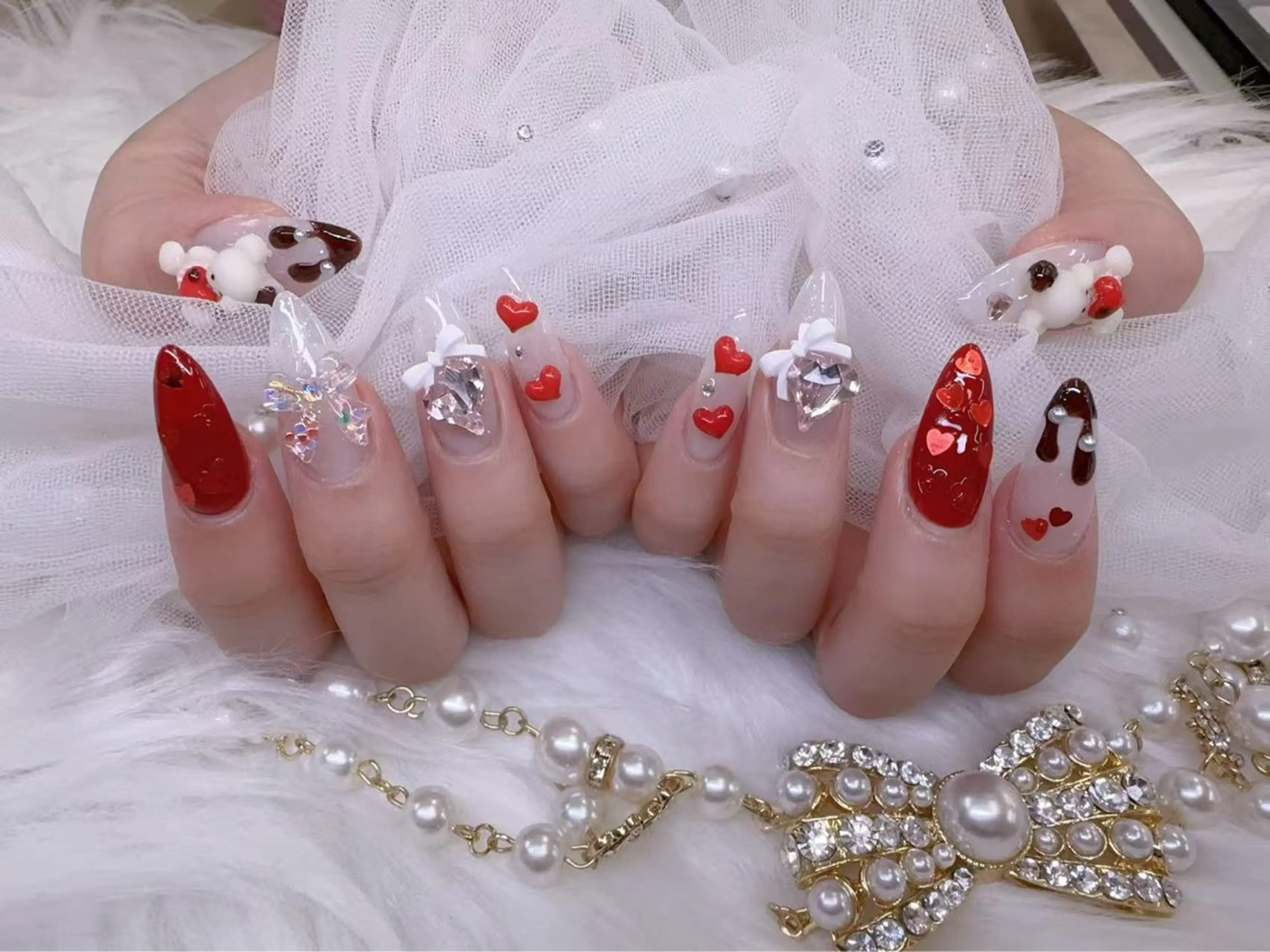 ネイル ボルドー チークネイル 長さ出し フレンチネイル ジェルネイル uminail cocoのネイルデザイン