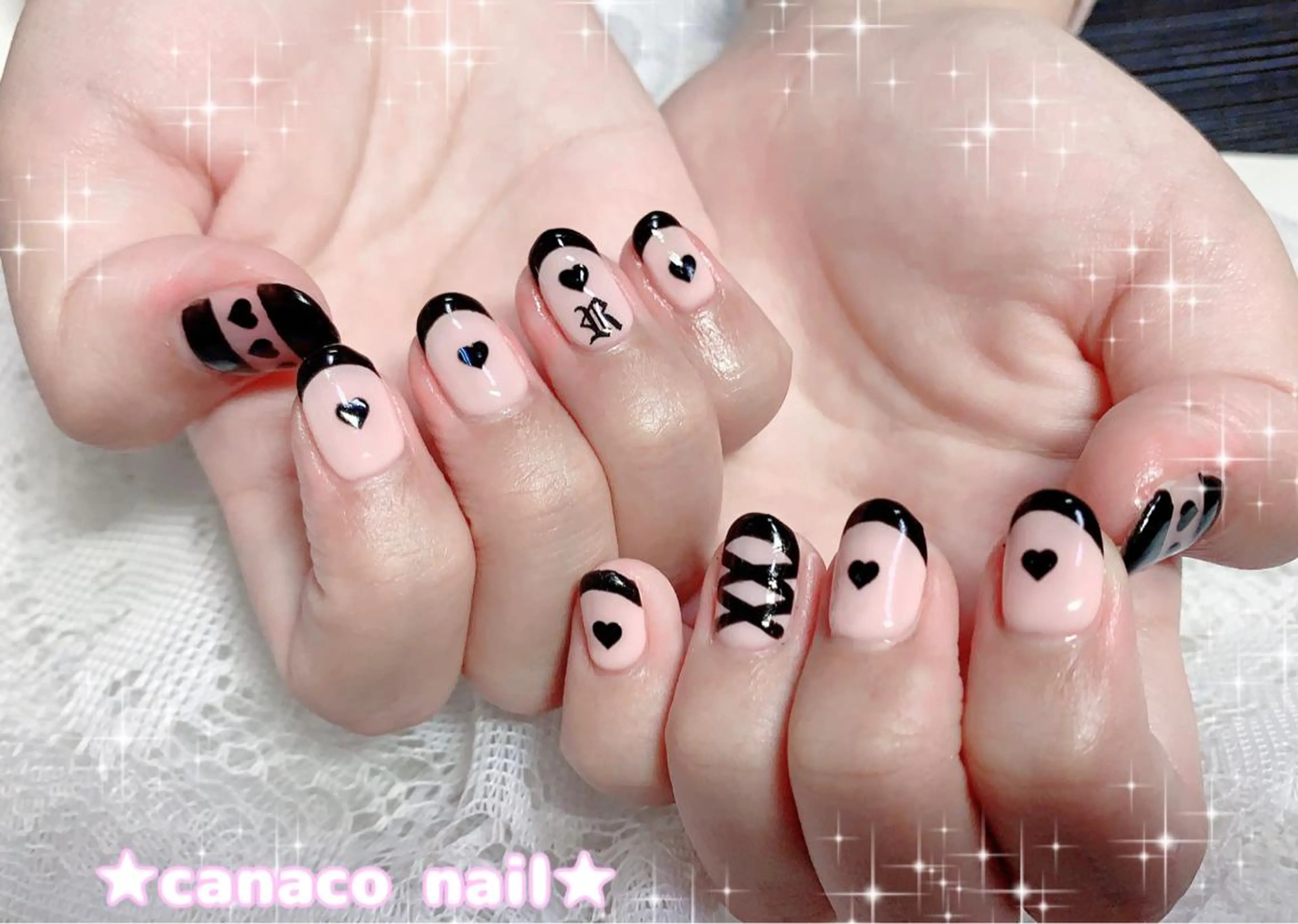 ネイル アートネイル フレンチネイル ジェルネイル ハート パラジェル ハンドネイル ハンドケア Felice所属・ベテランネイル cnc  nailのネイルデザイン