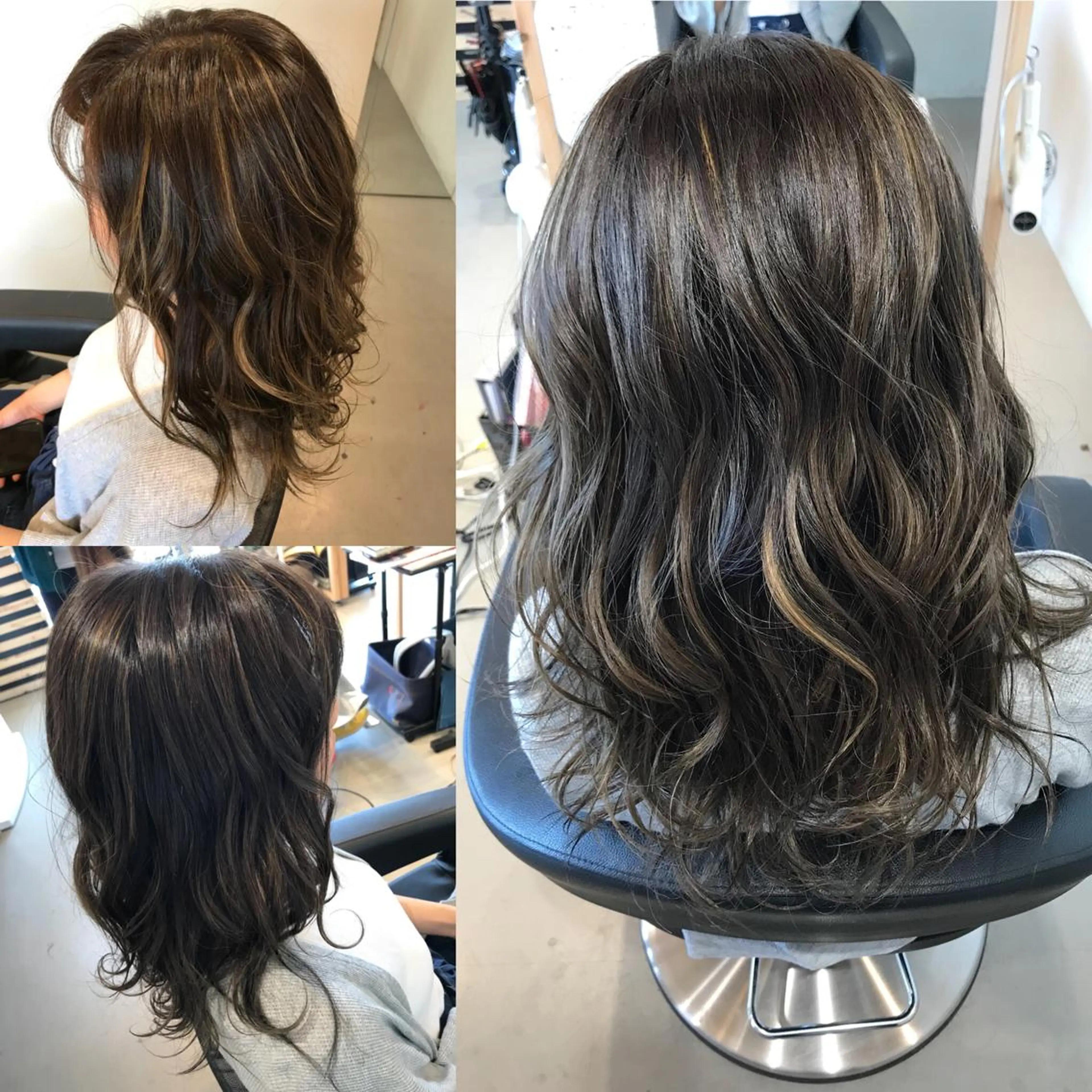 ミディアム カラー ブルーカラー ハイライトカラー ハイライト ヘアカラー 大久保 隆蔵のヘアスタイル