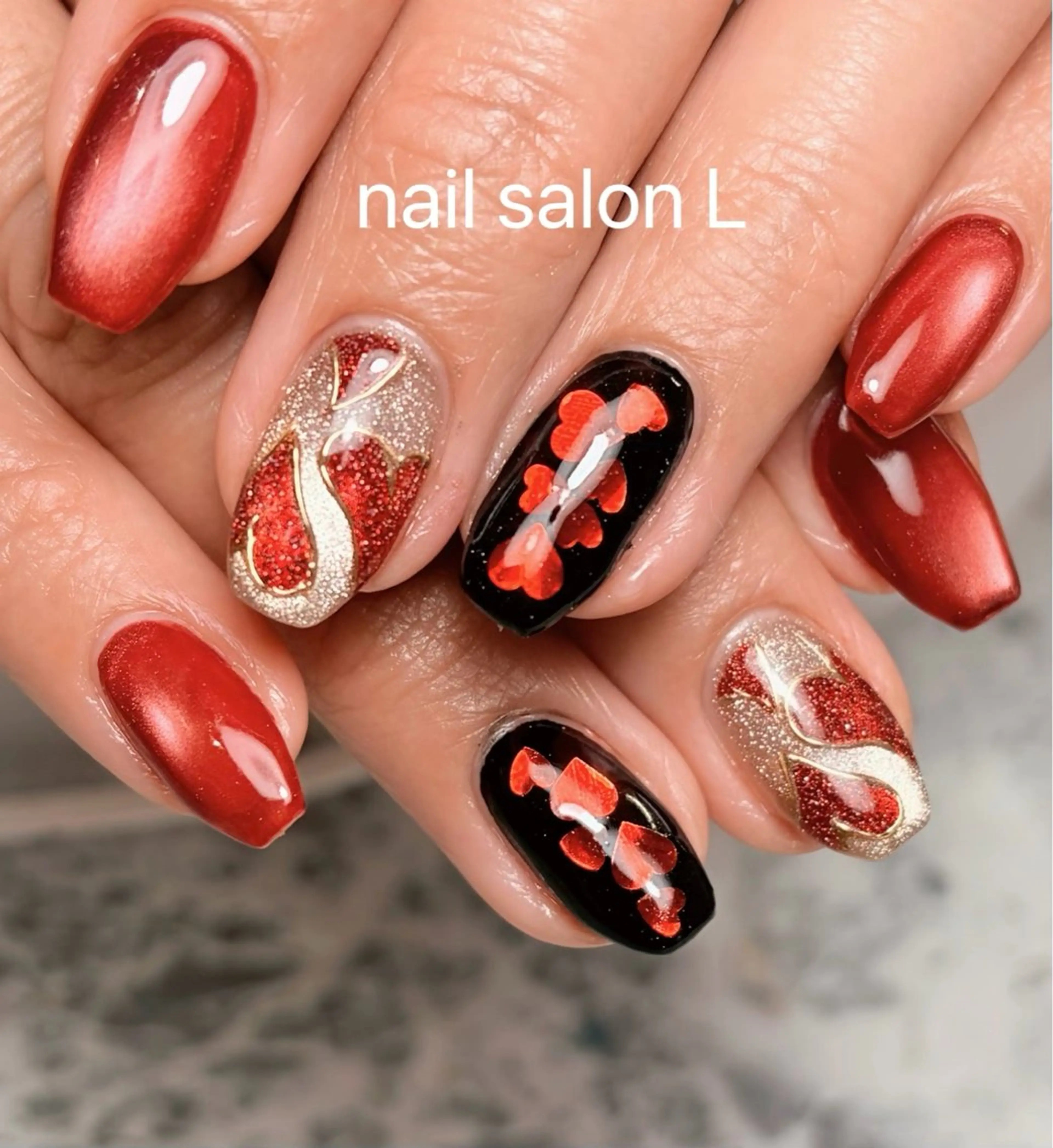 ネイル バレンタイン ハンドネイル 吉川市 ネイルサロンLのネイルデザイン