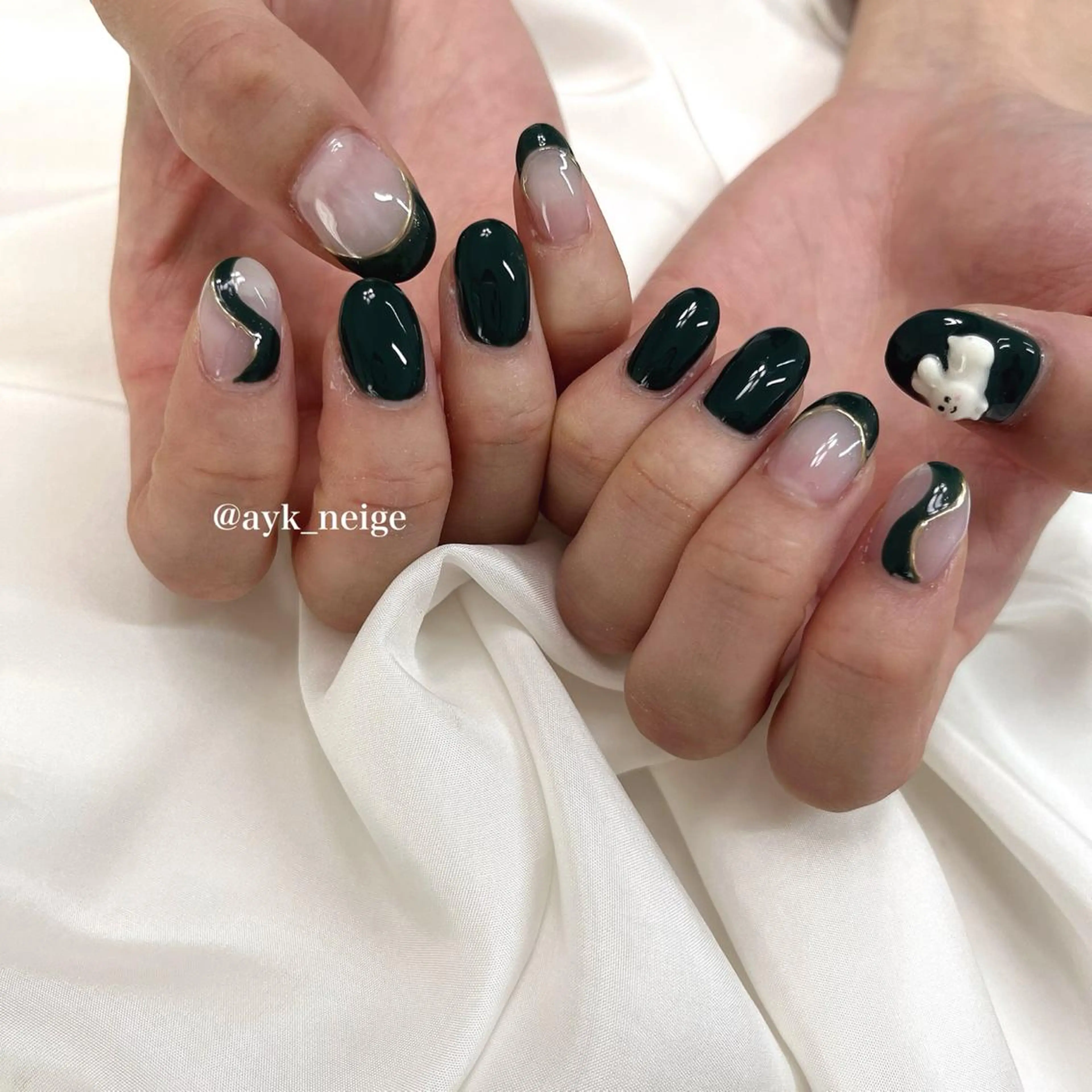 ネイル チークネイル フットネイル フレンチネイル ガラスフレンチ グラデーション n'eige nail所属・大谷 綾香のネイルデザイン