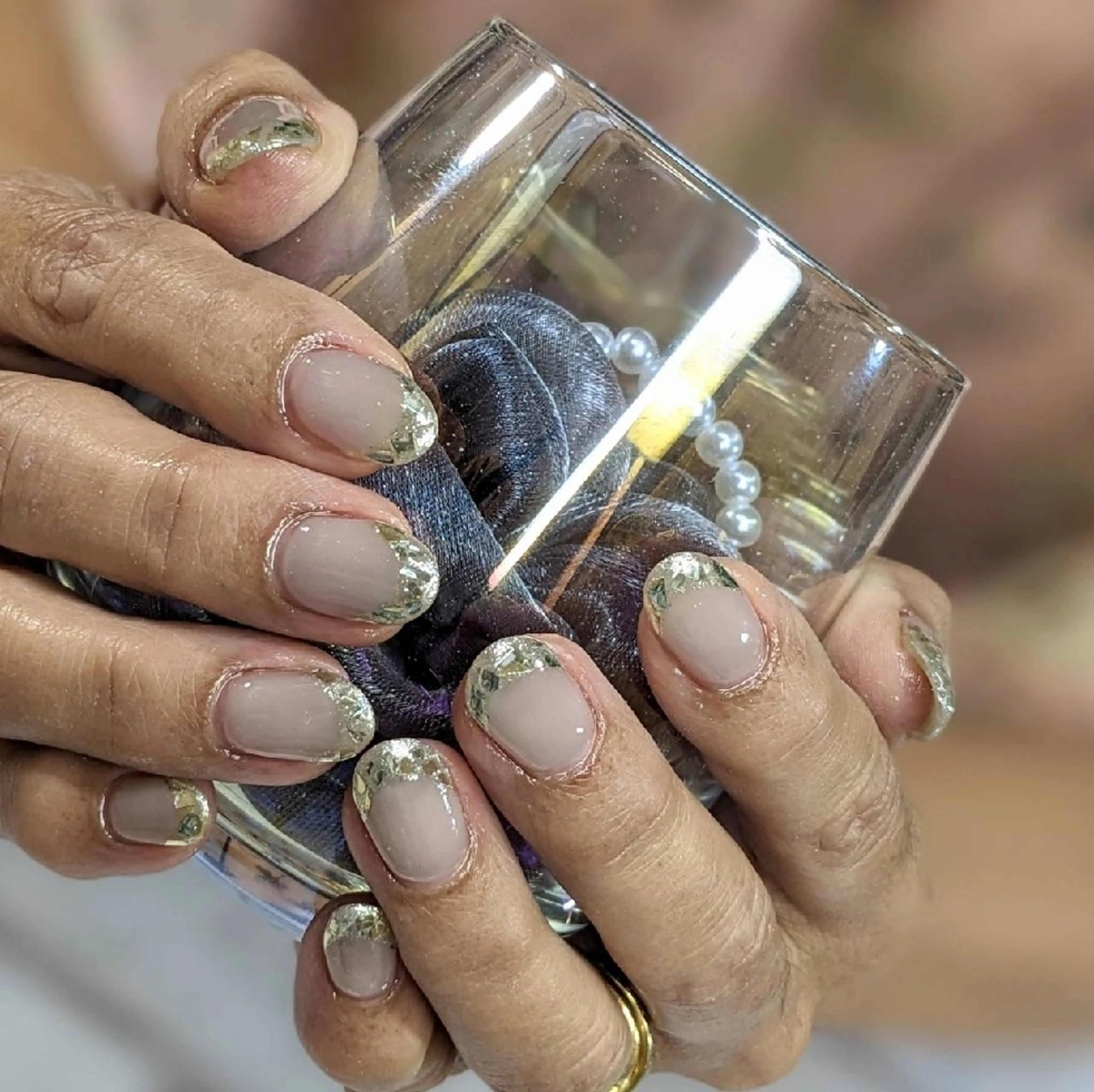 ネイル フレンチネイル ガラスフレンチ ハンドネイル ネイルサロンベルティ .keikoのネイルデザイン