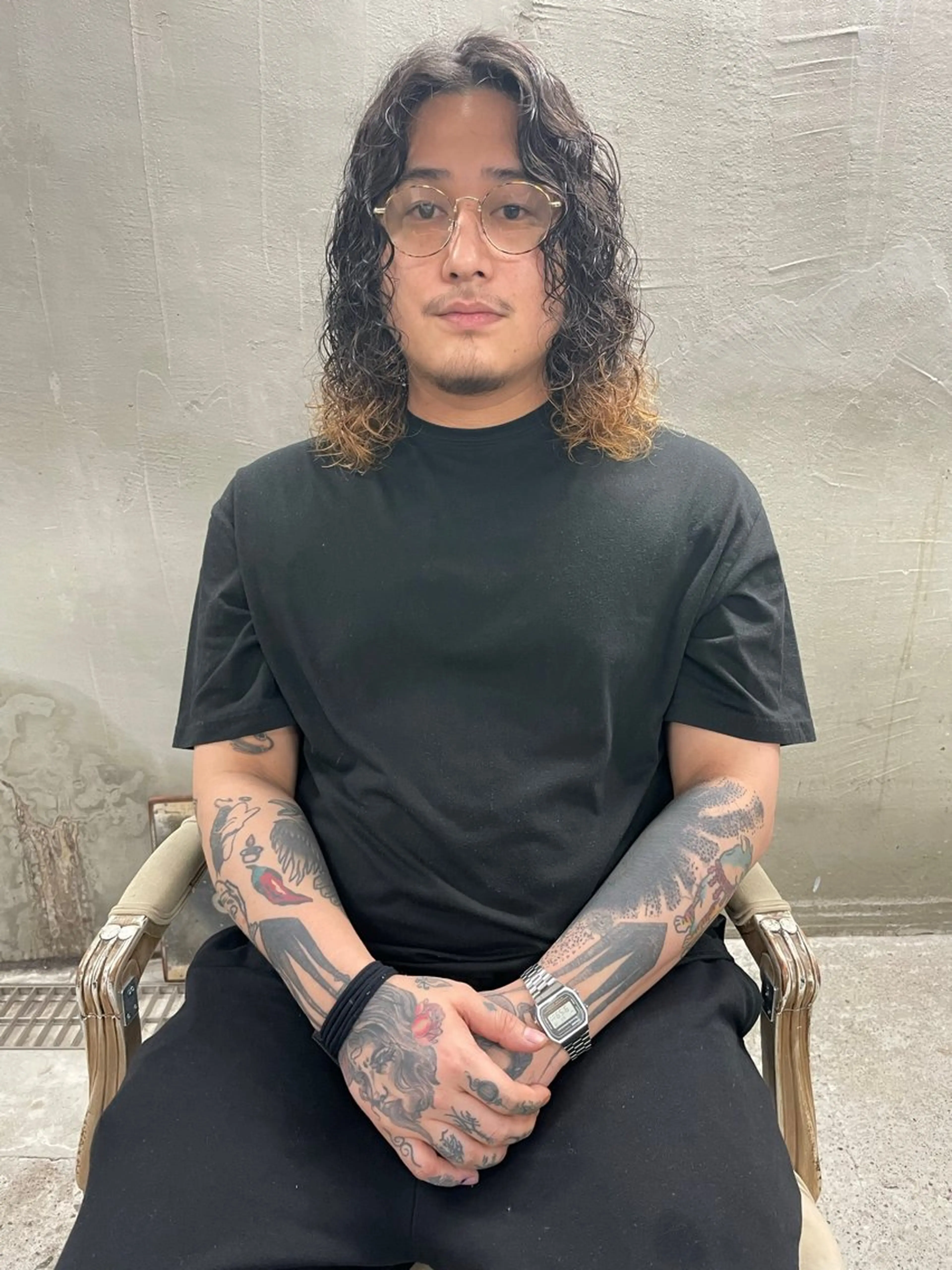 ロング パーマ メンズ メンズパーマ ロング カット パーマ パーマ、髪質改善 カズマのヘアスタイル