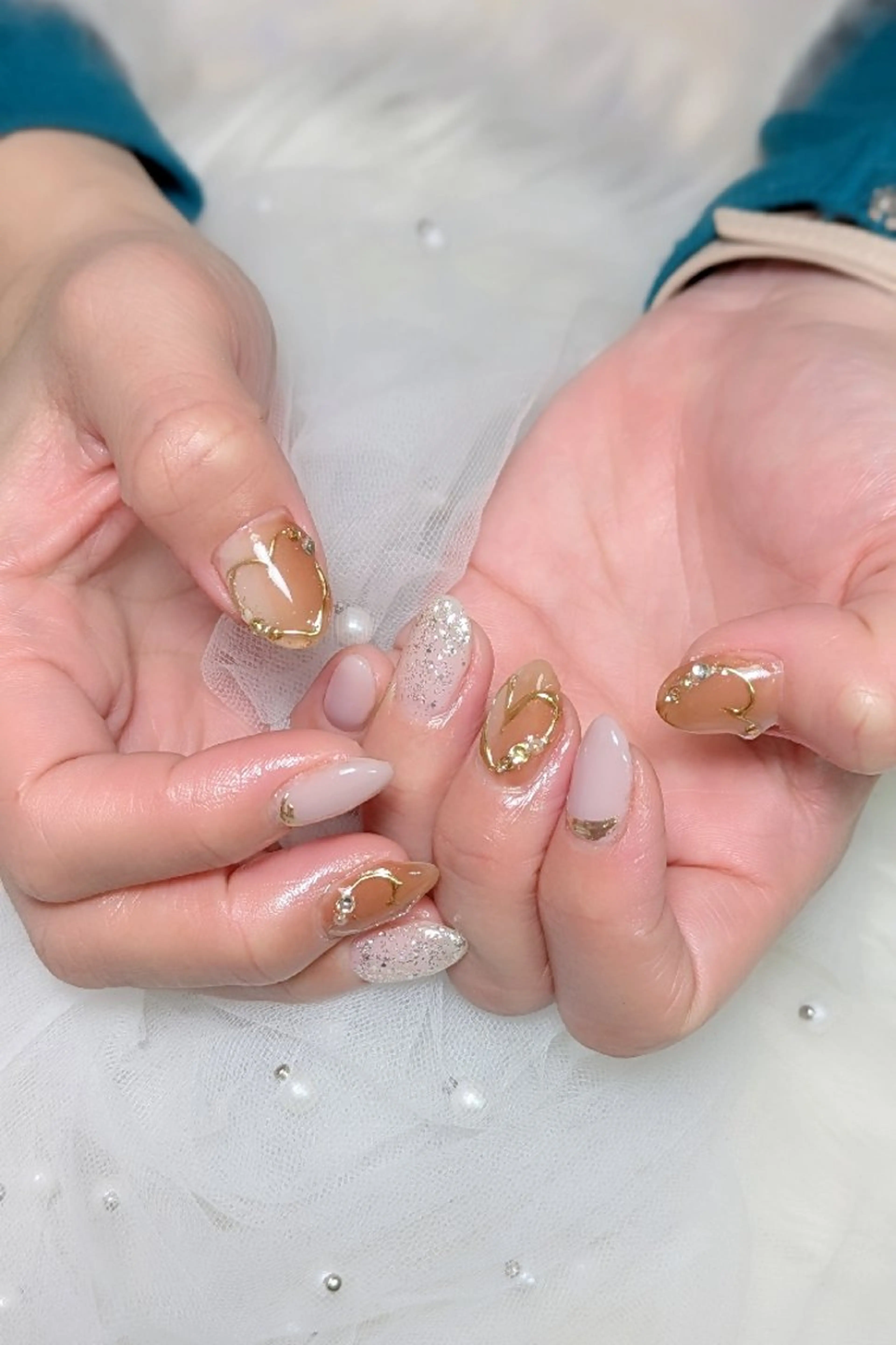 ネイル ハート バレンタイン ハンドネイル m&pPrivate nailsalonのネイルデザイン